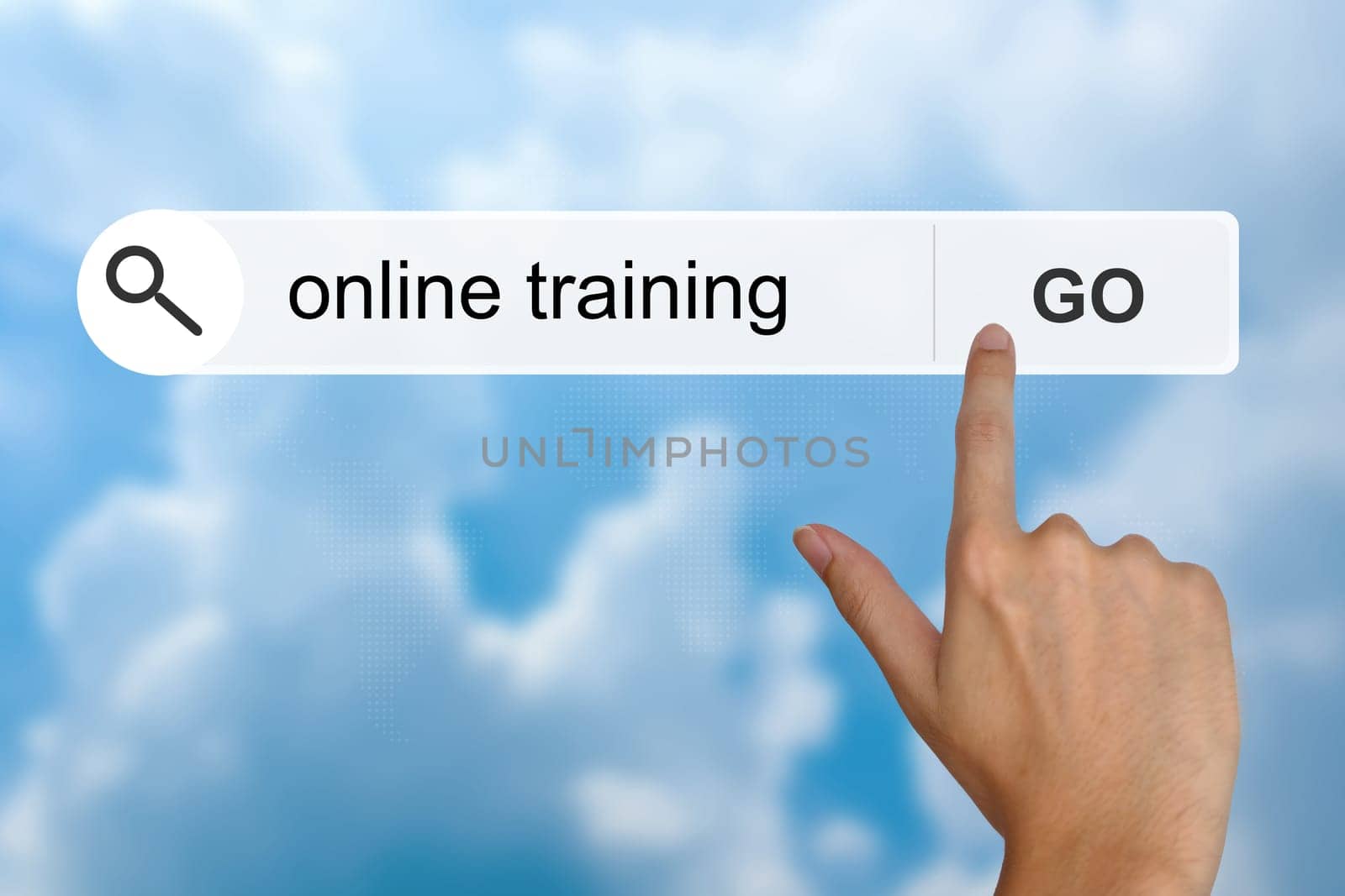 hand click online training button on search toolbar
