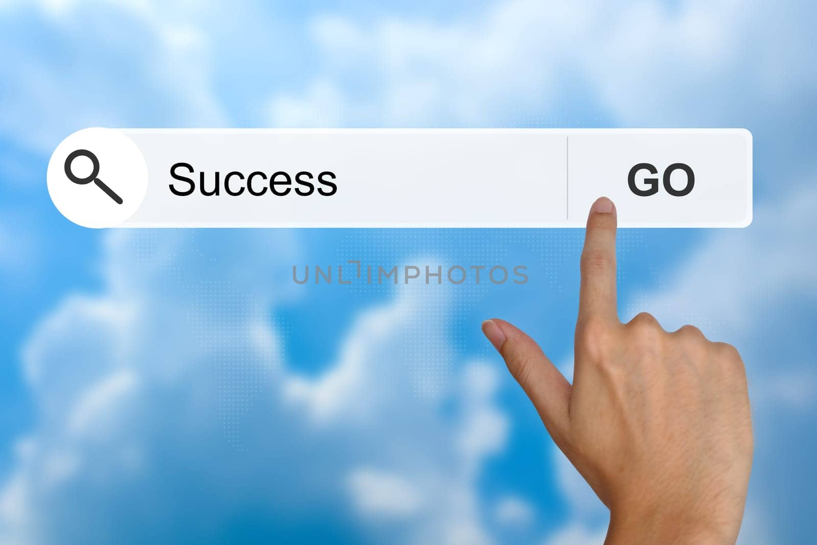 hand click success button on search toolbar