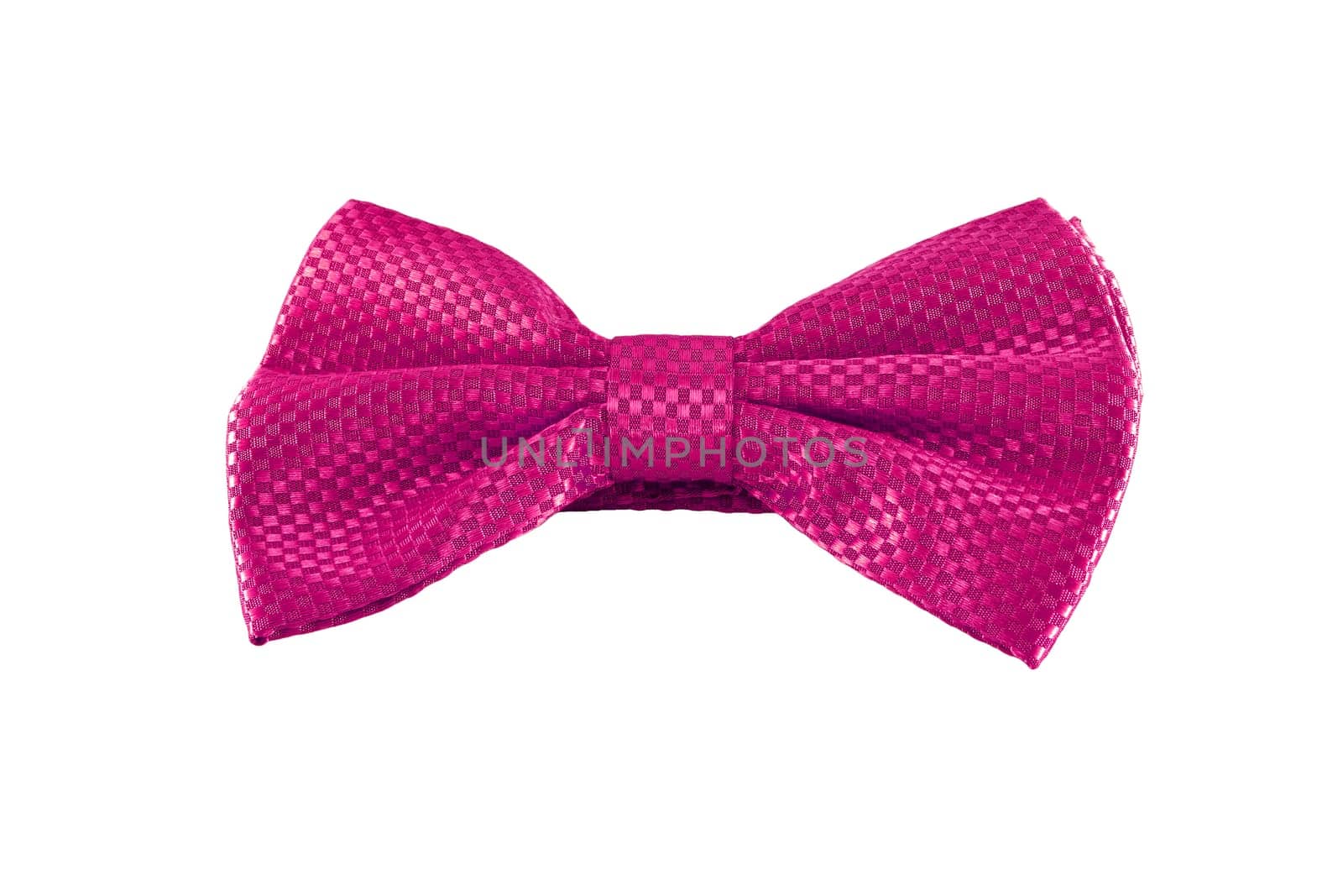 close up pink bow tie isolated on white background