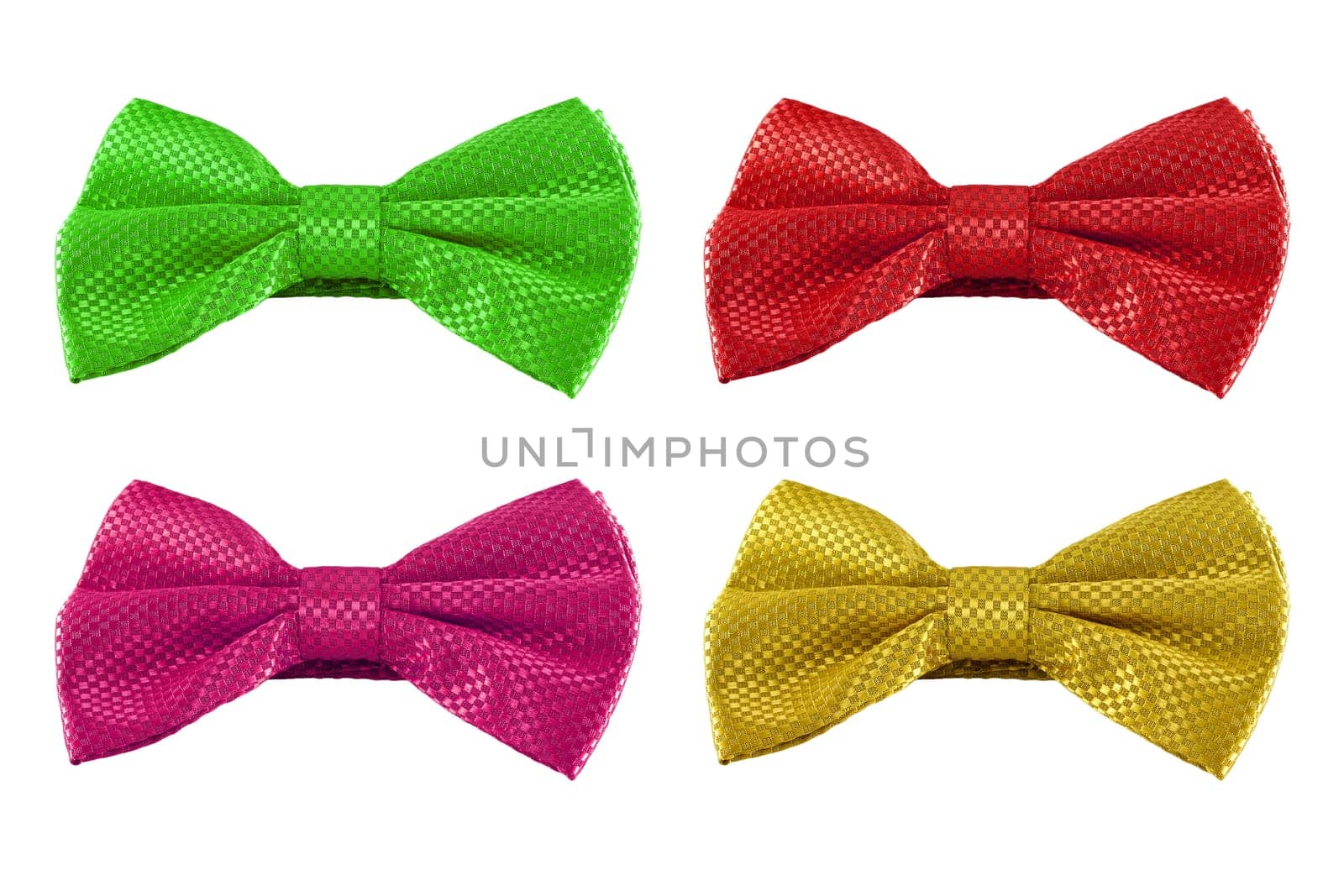 close up set of bow tie isolated on white background