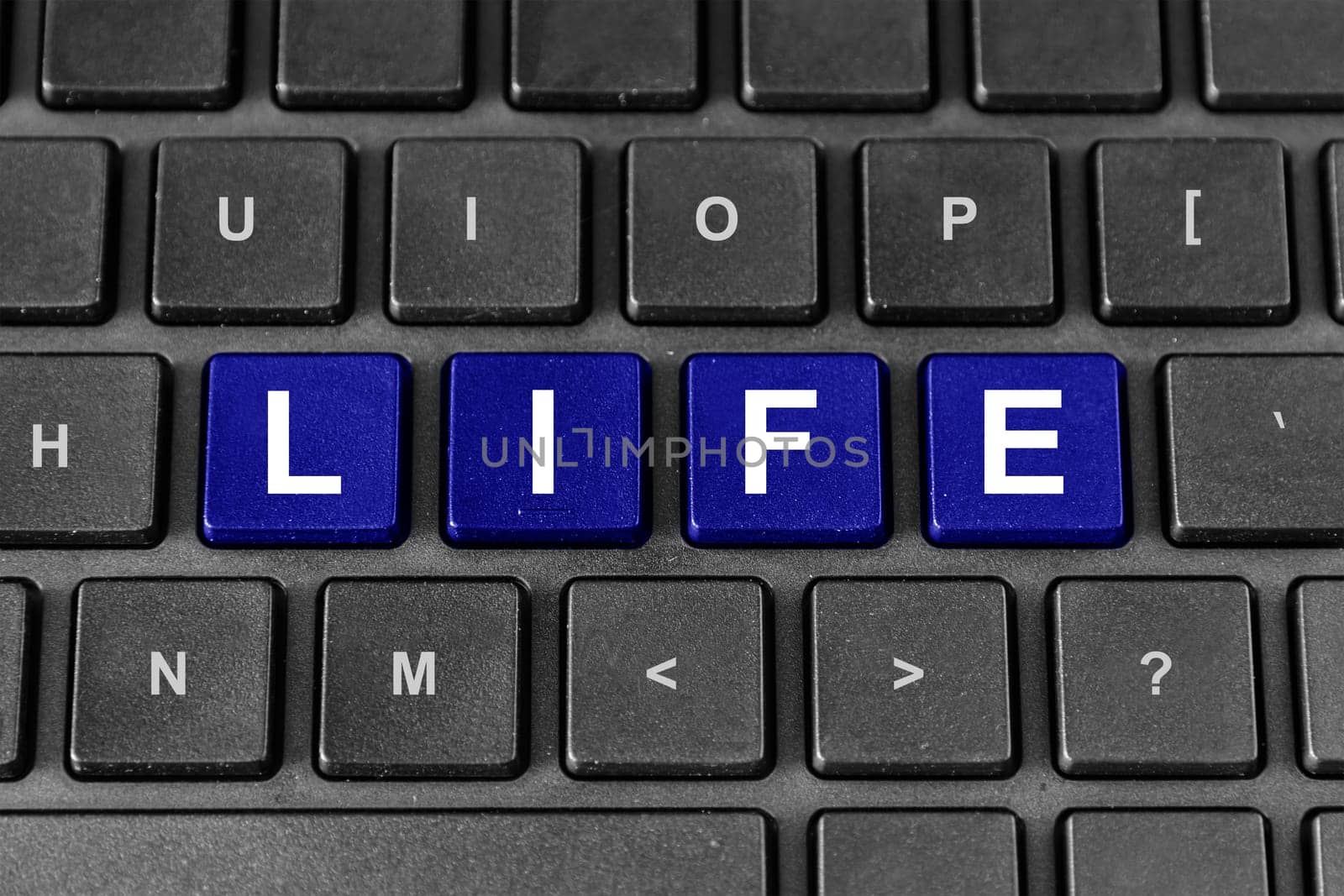 Life blue word on keyboard