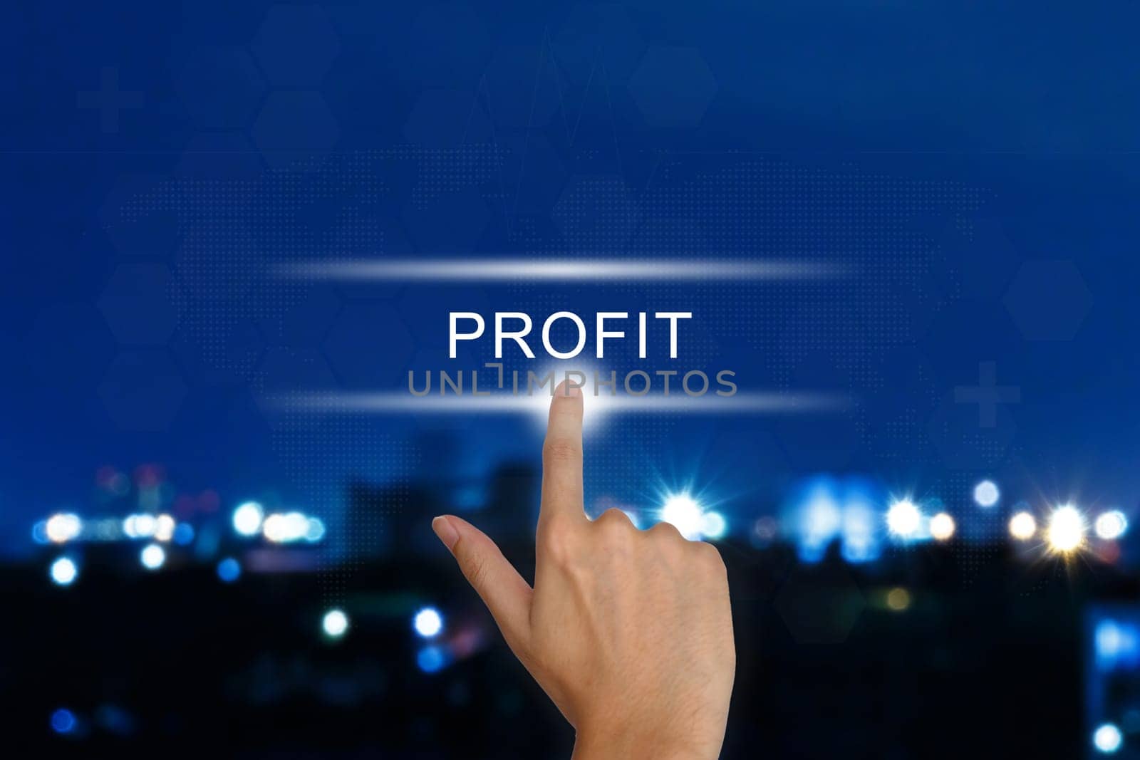hand clicking profit button on a touch screen interface