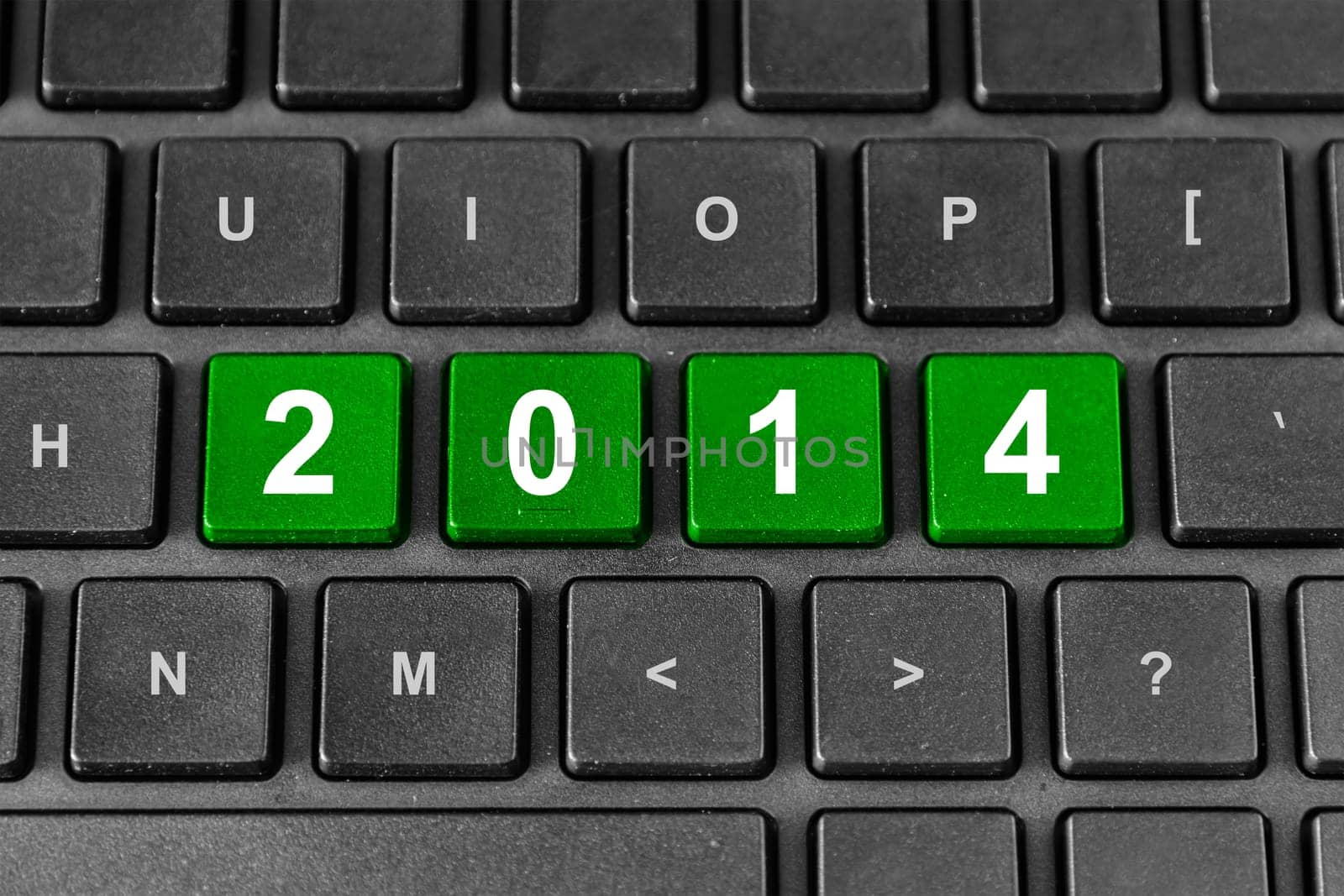 2014 new year green word on keyboard
