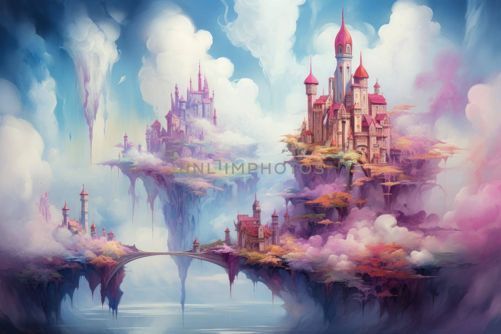 In the realm of fantasy, whimsical cloud castles grace the skies, defying gravity and capturing the imagination of dreamers.