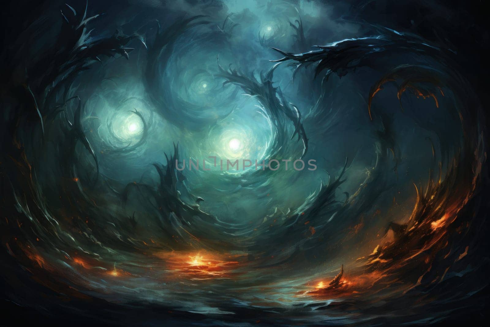In the realm of fantasy, whirling vortex elementals manifest, harnessing their elemental prowess to conjure powerful storms.