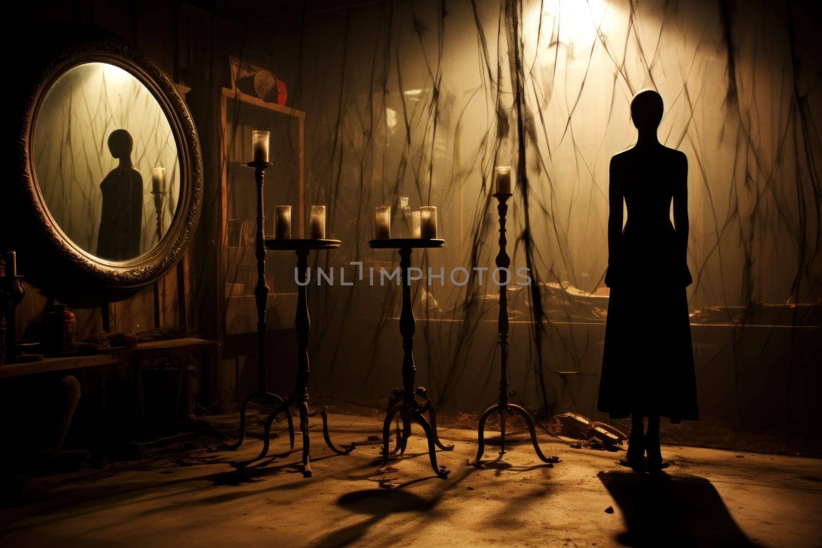A mesmerizing portrayal of enchanted shadow mirrors, each reflecting tantalizing glimpses of parallel realms and alternate versions of oneself.