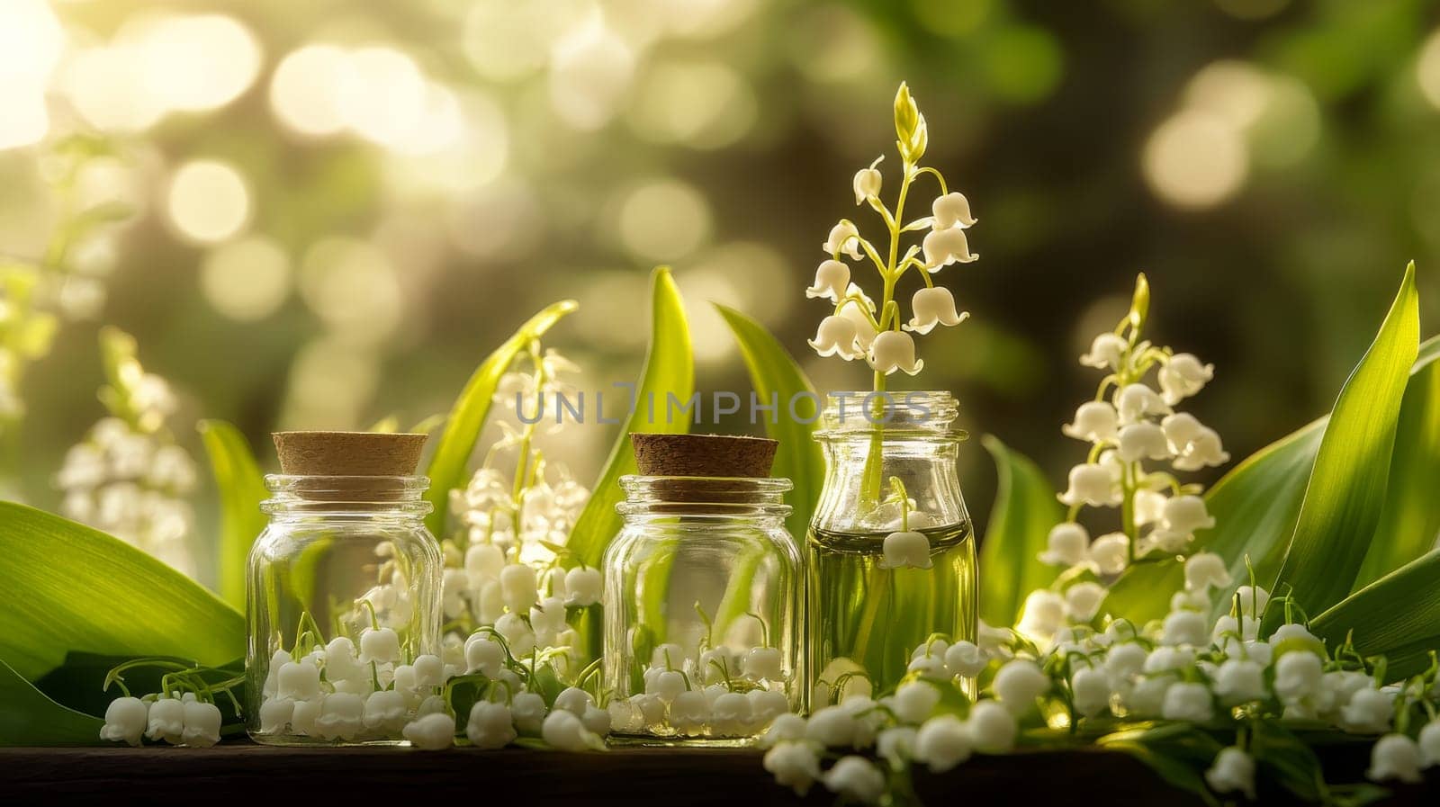 Lily of the Valley Essential Oil in a Small Bottle, Generative AI, nature