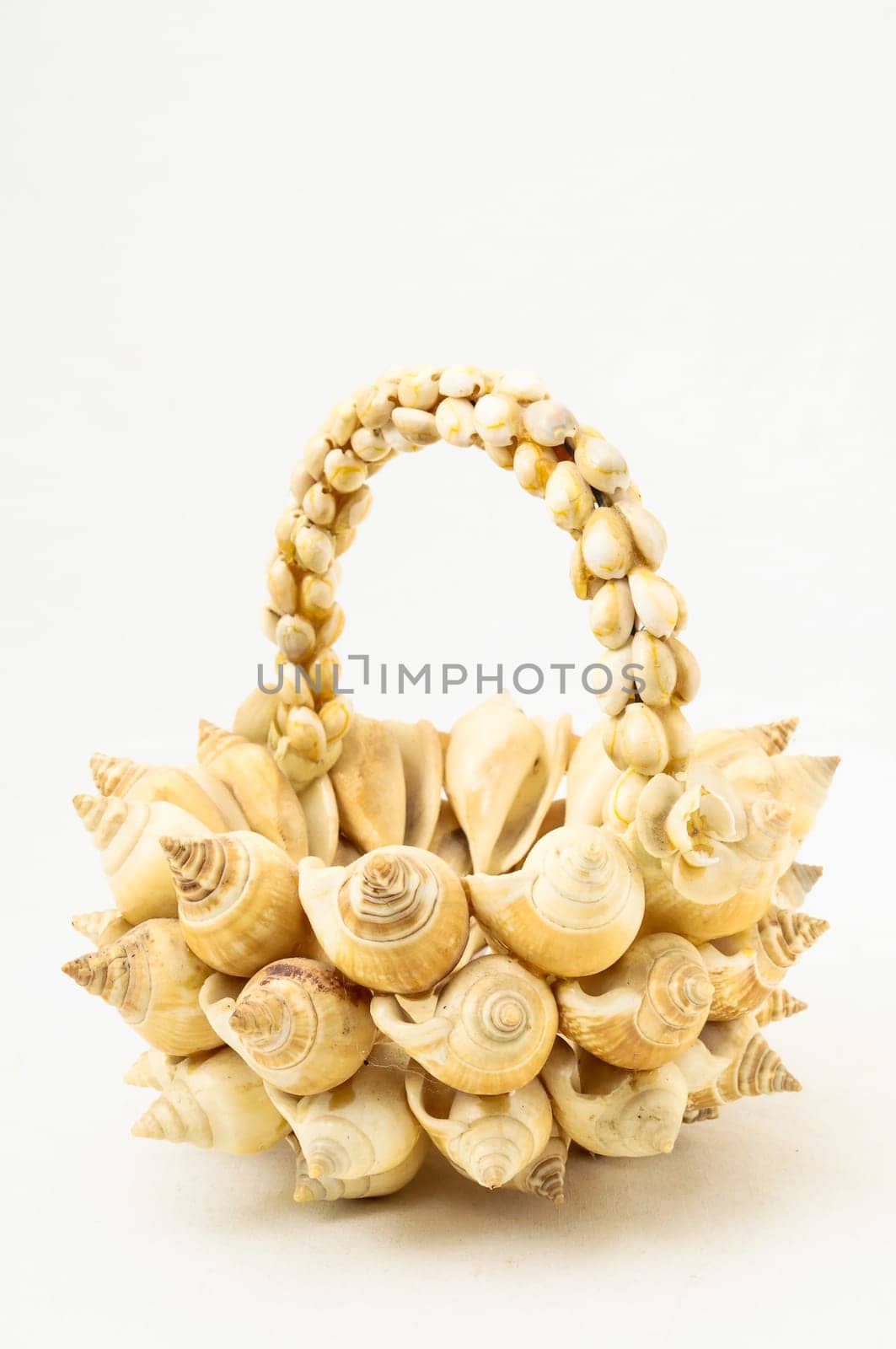 Handmade Textured Shells Vase on a White Background