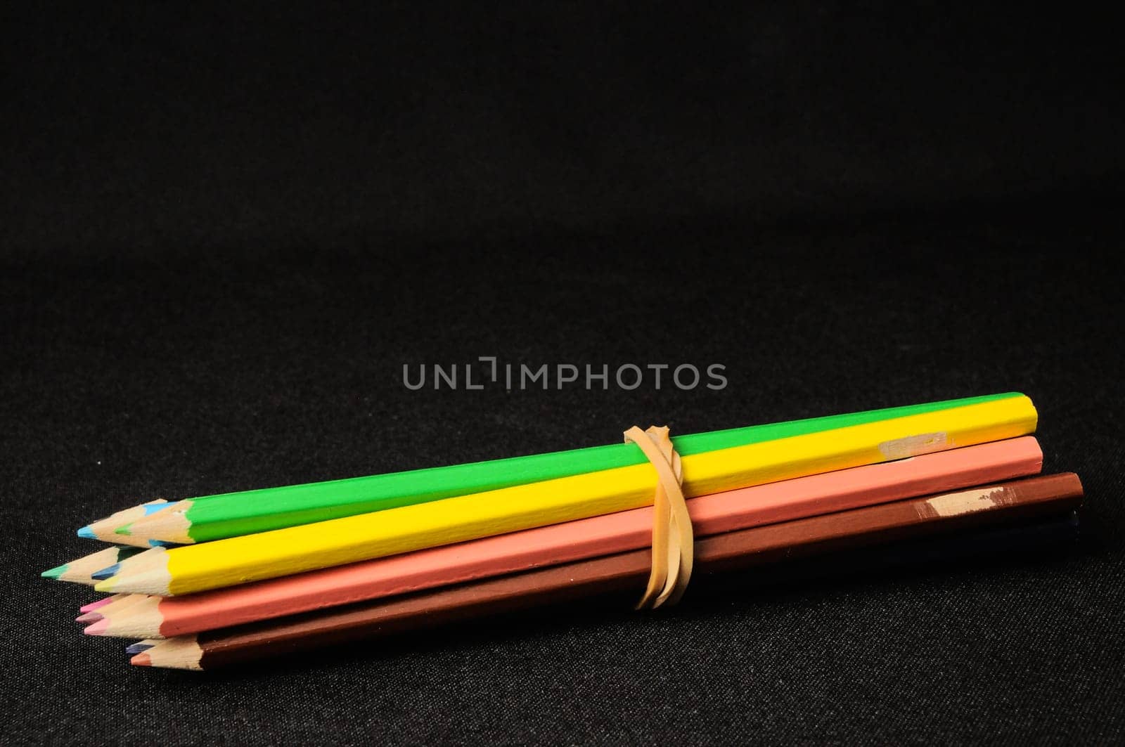 Set of Colored Pencils In A Row