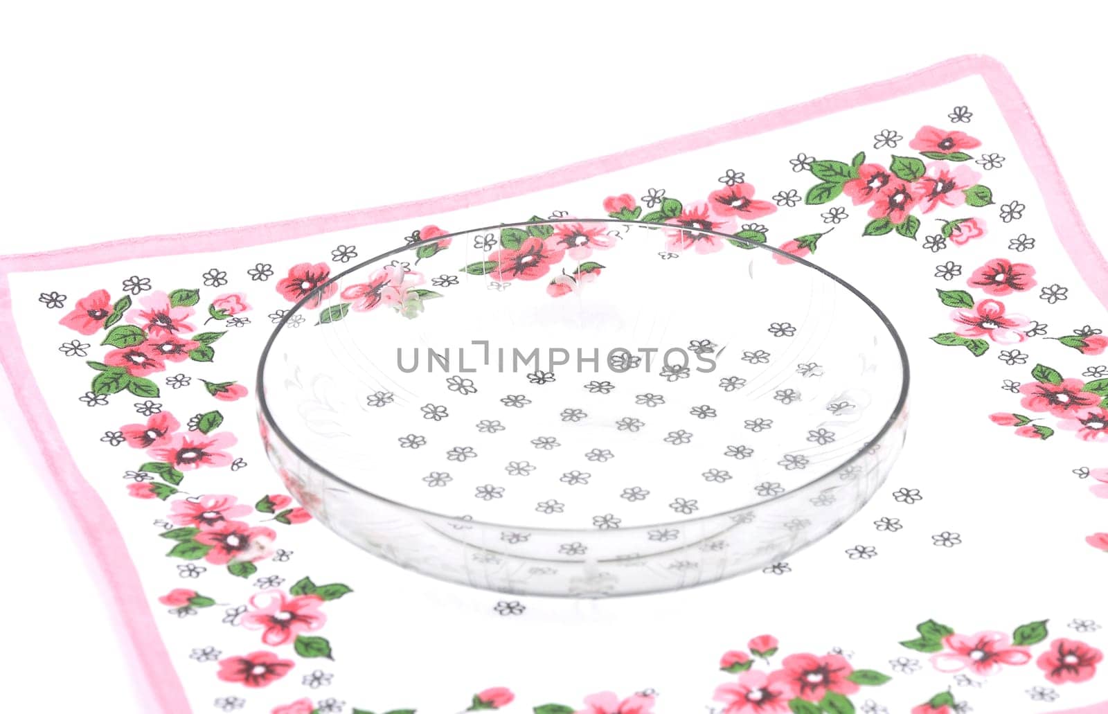 Glass bowl on cloth