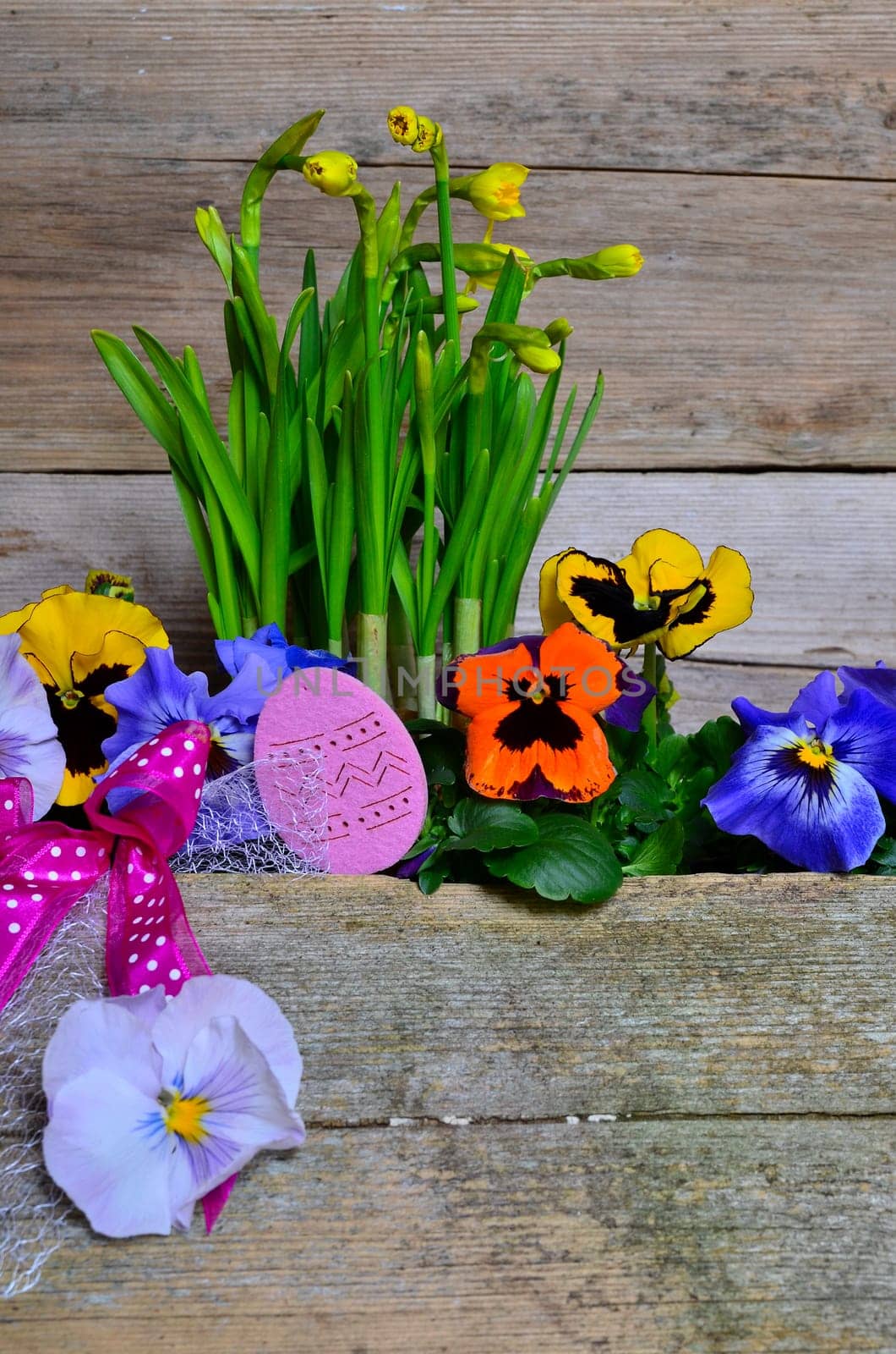 Spring Flowers Wood Background