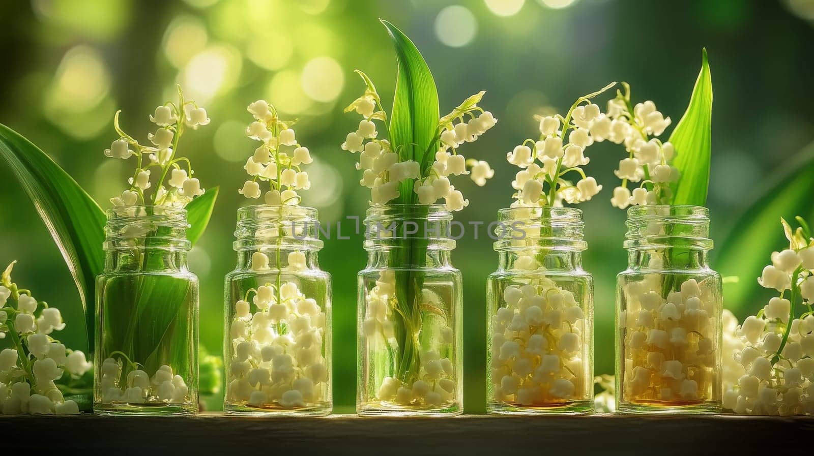 Lily of the Valley Essential Oil in a Small Bottle, Generative AI, nature