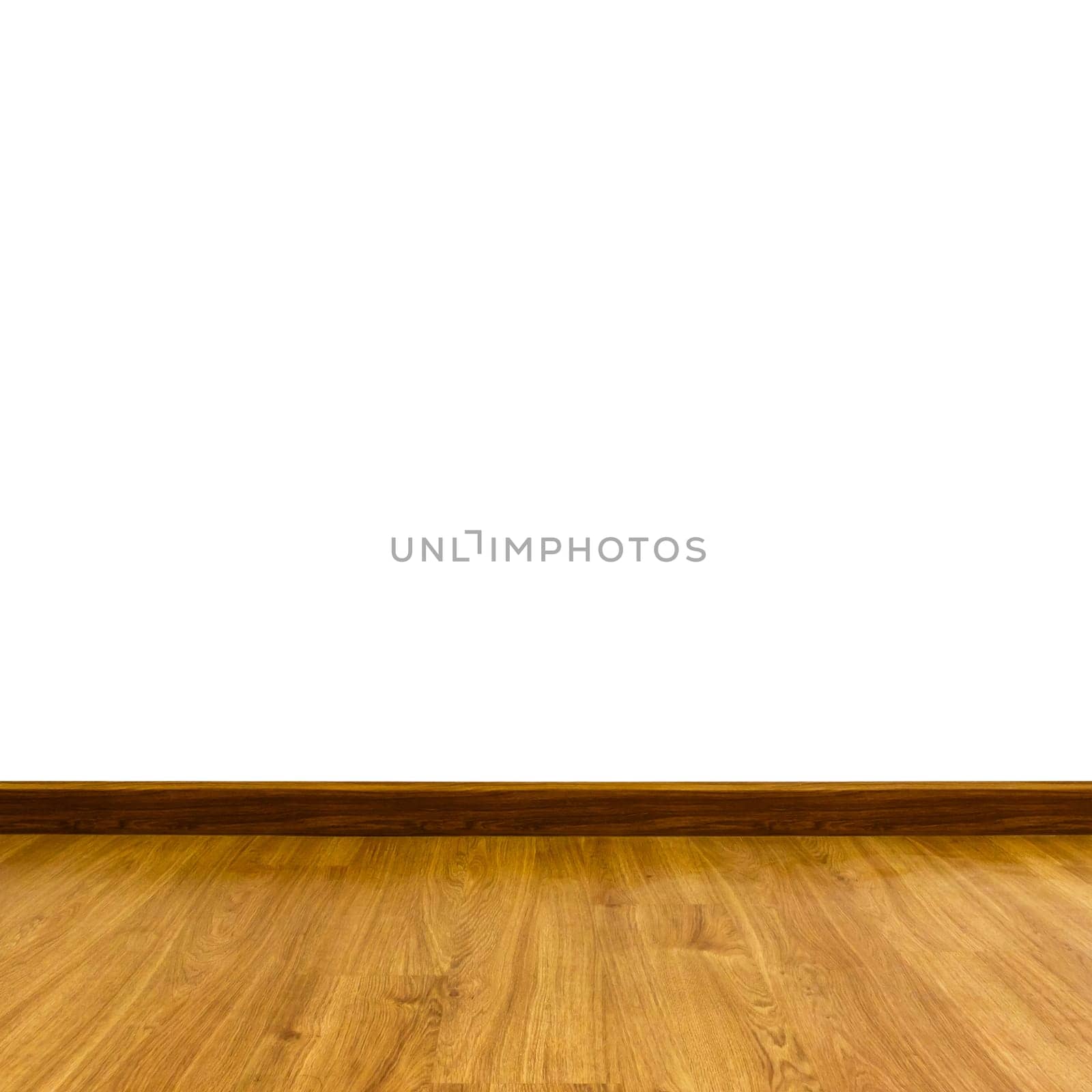 Oak laminate parquet floor with white wall