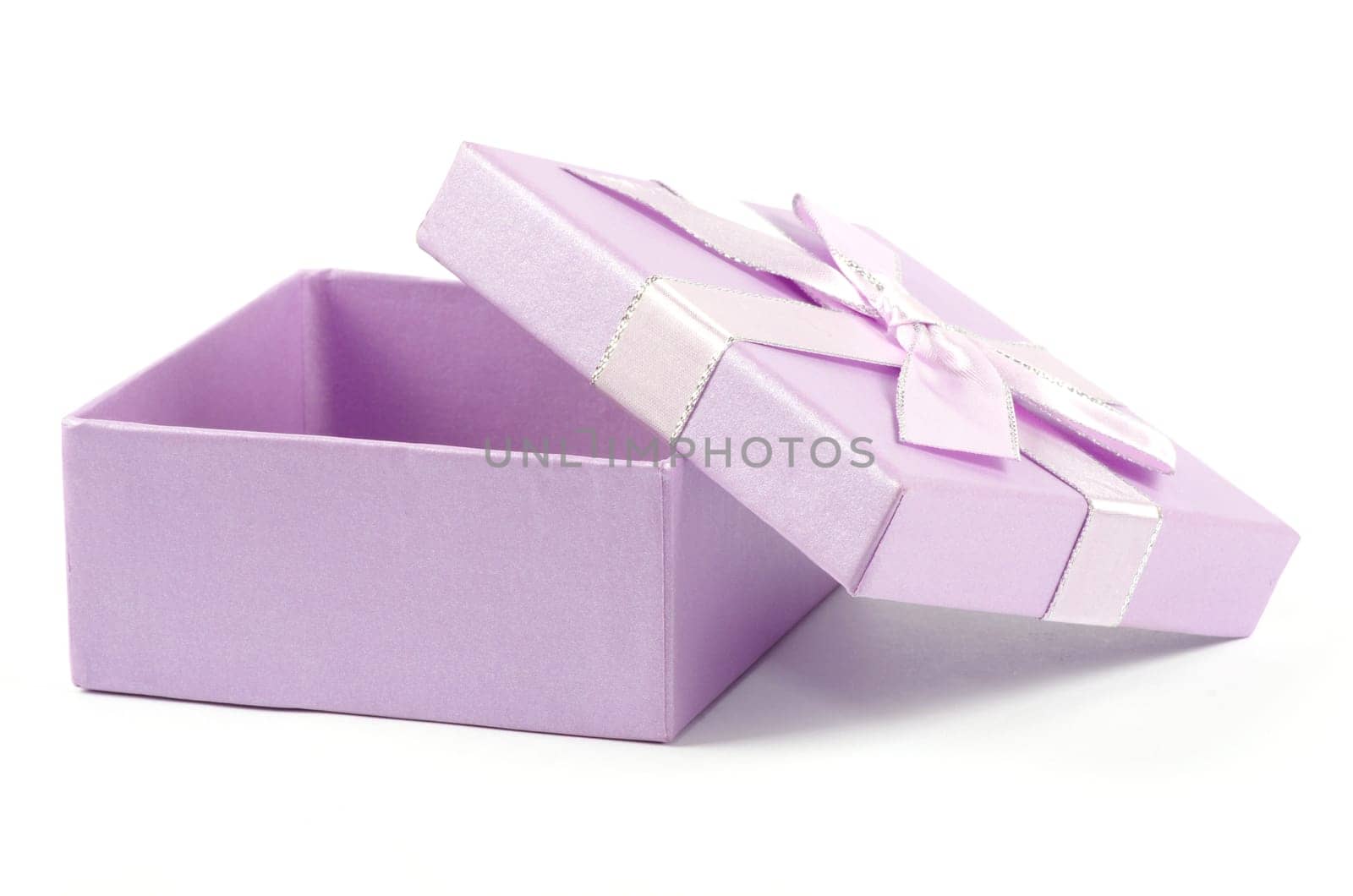 Christmas box gifts with satin bow isolated on white background