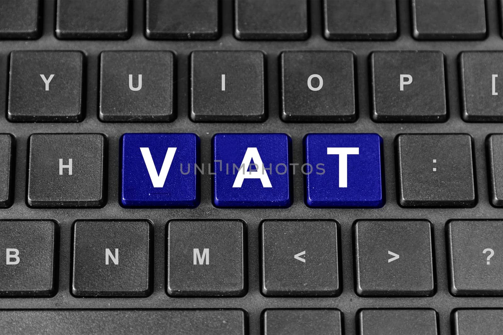 Vat or Value Added Tax word on keyboard, business concept