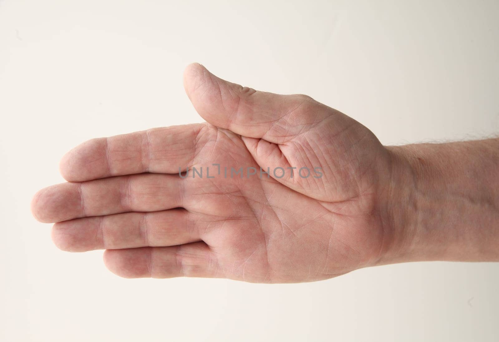 senior man extends his right hand