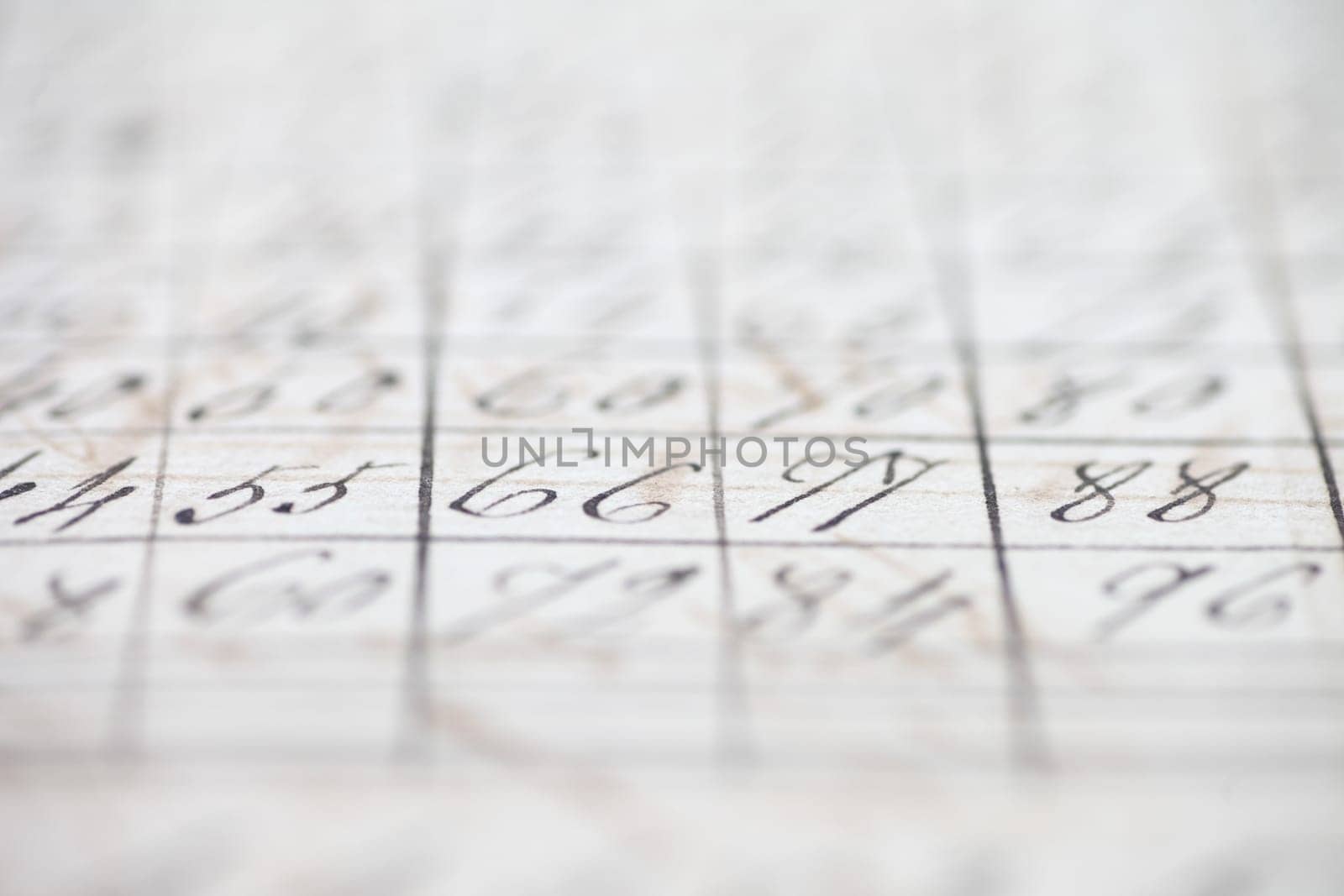 inked numbers from an 18th century student workbook
