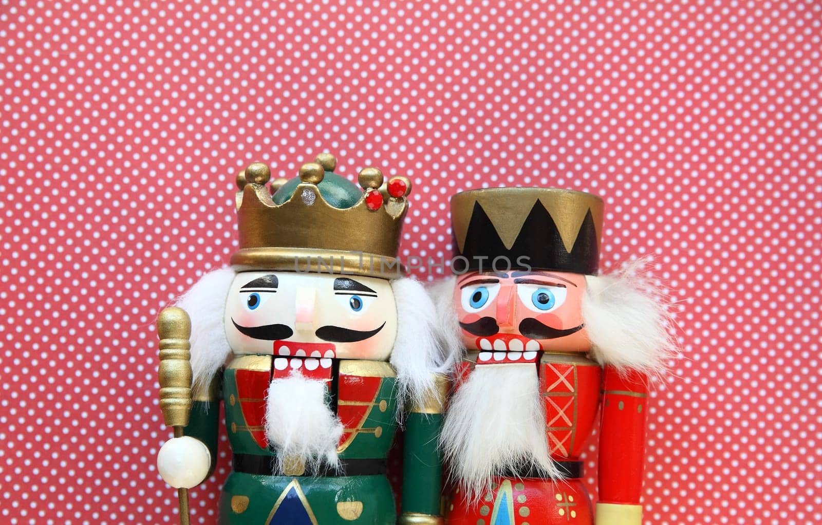 colorful nutcrackers with a polka dot background