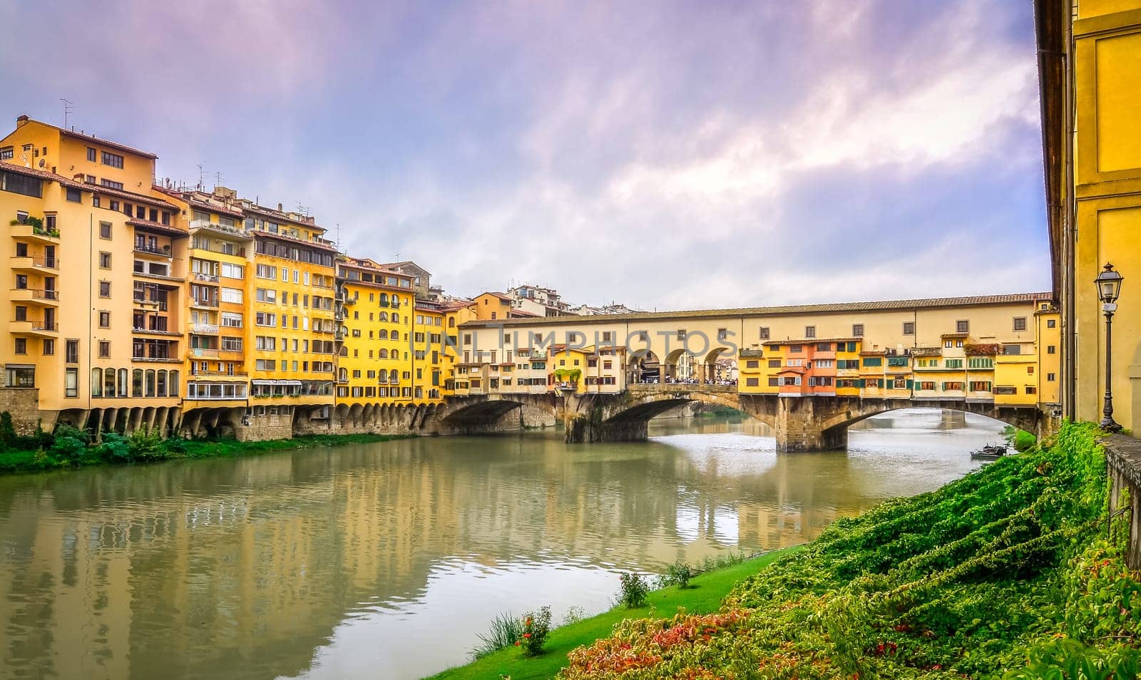 View of famous Ponte Vecchio bridge in Florence, Italy