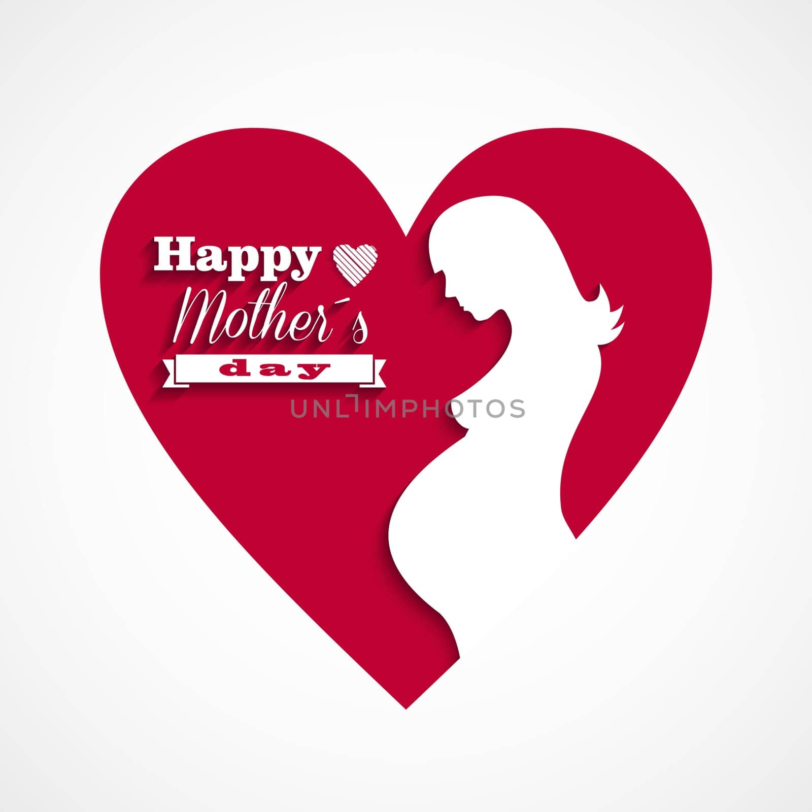 Pregnant Happy Mothers day greeting card with love heart and text. Vector illustration layered for easy manipulation and custom coloring.