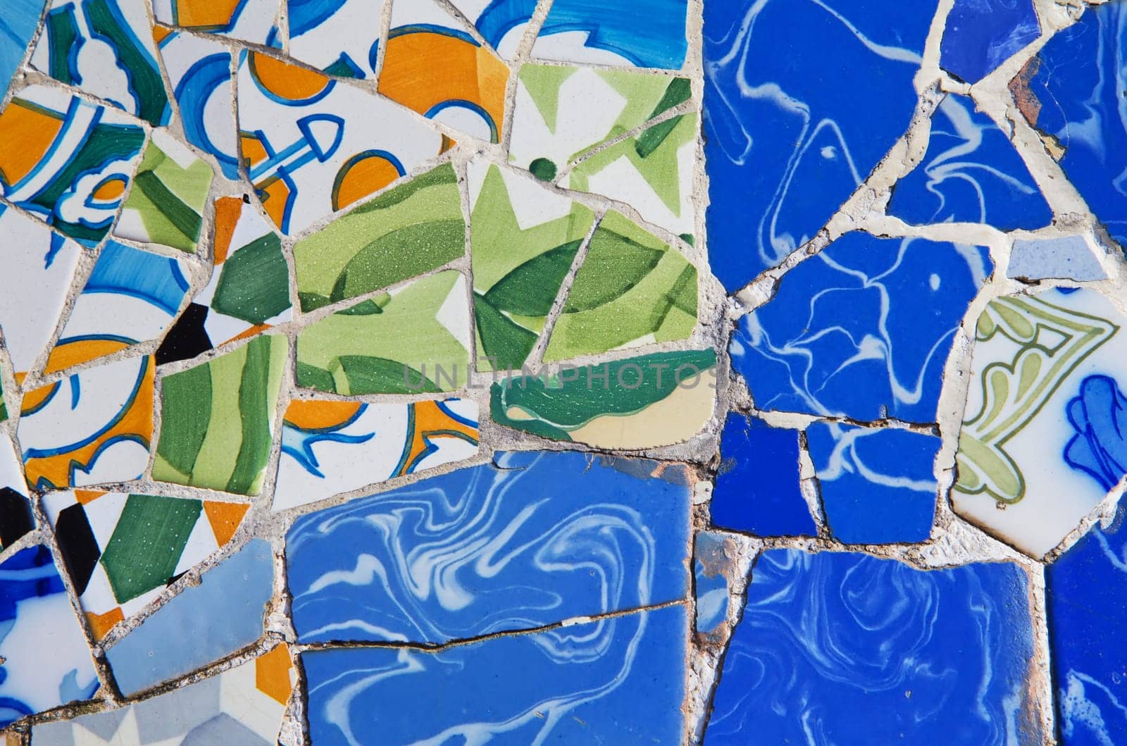 Detailed view of a ceramic mosaic (Barcelona, ​​Catalunya, Spain)