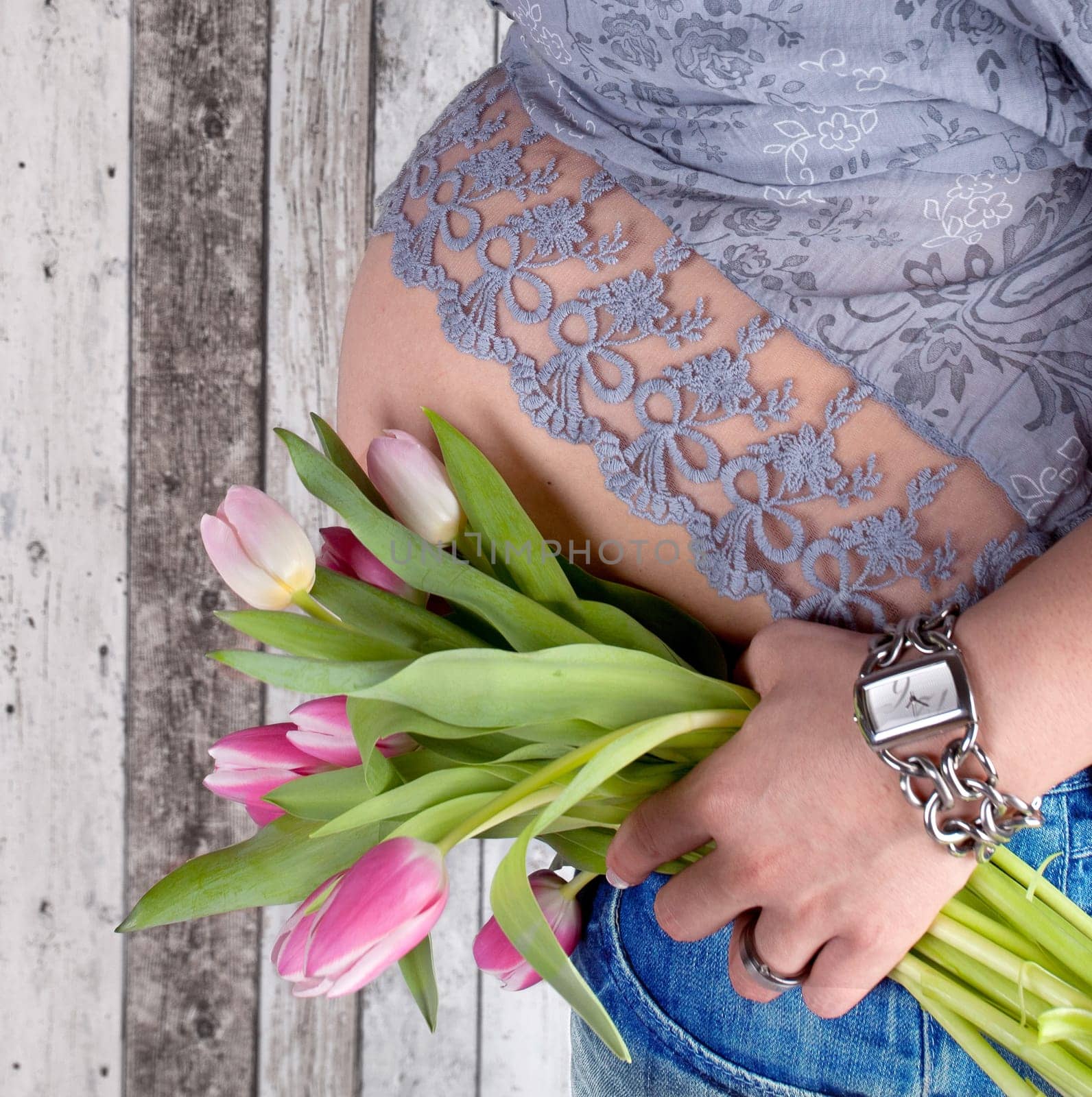 Pregnancy - Woman with tulips
