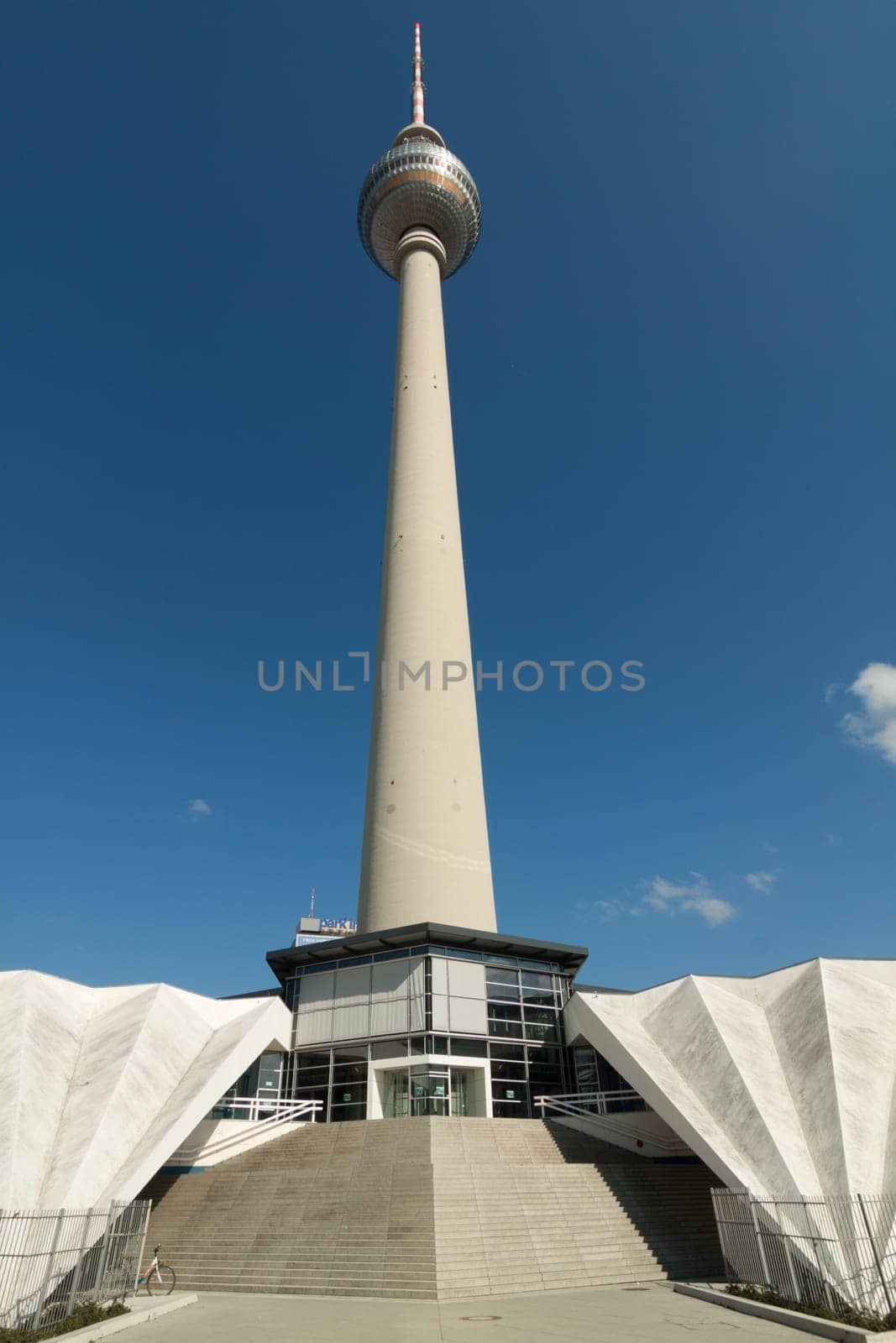 Berlin TV tower with wide staircase in front of it