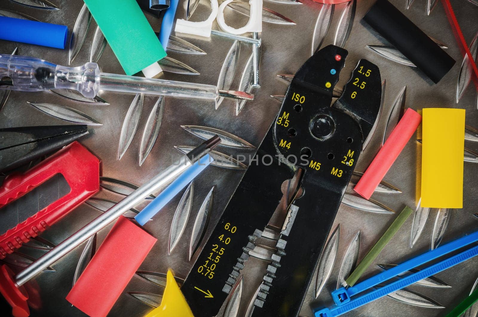 Tooling of the electrician, close up