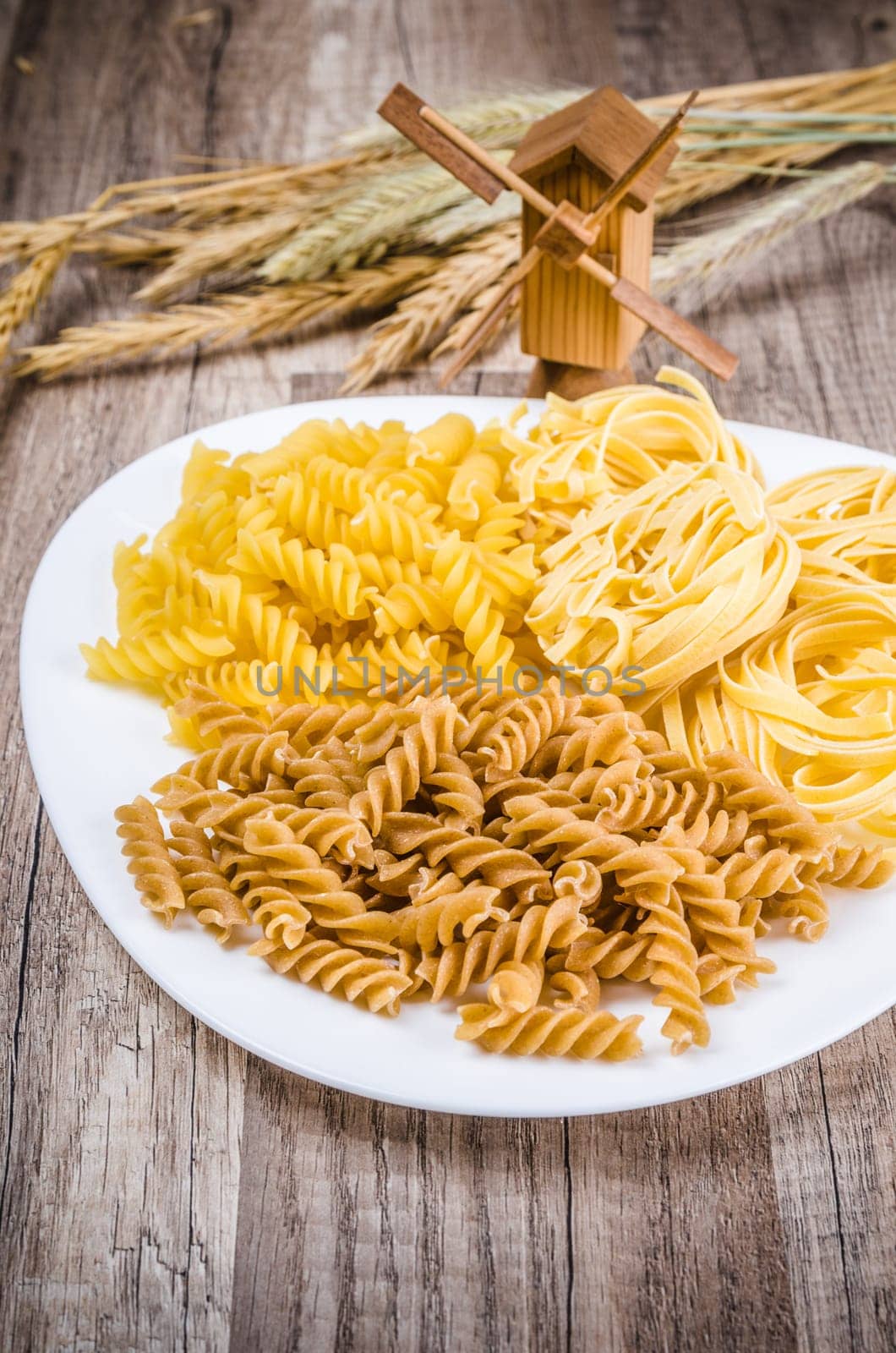 Variety of pasta and rye cones