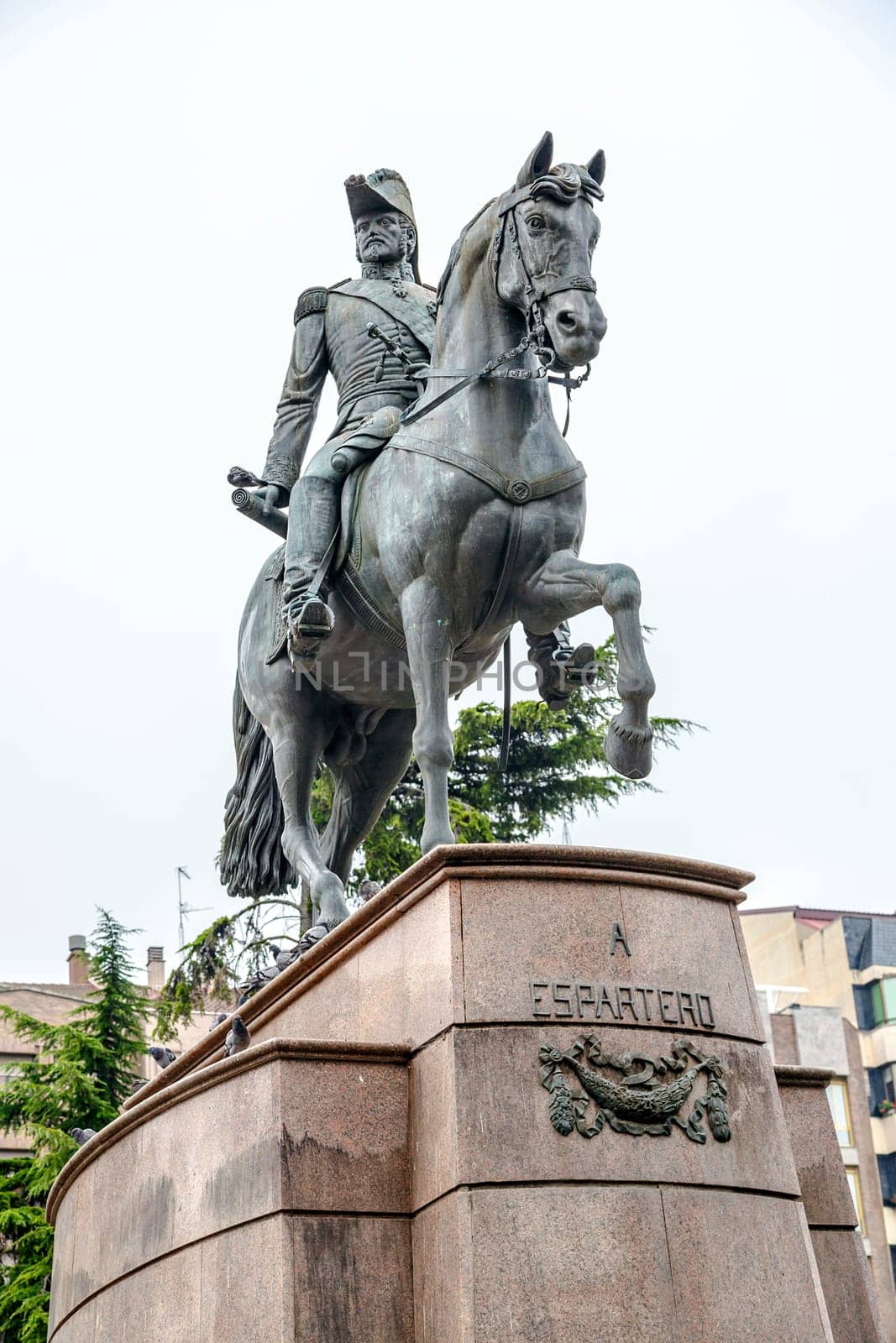 Central square of the city of Logroño with the equestrian figure of General espartero