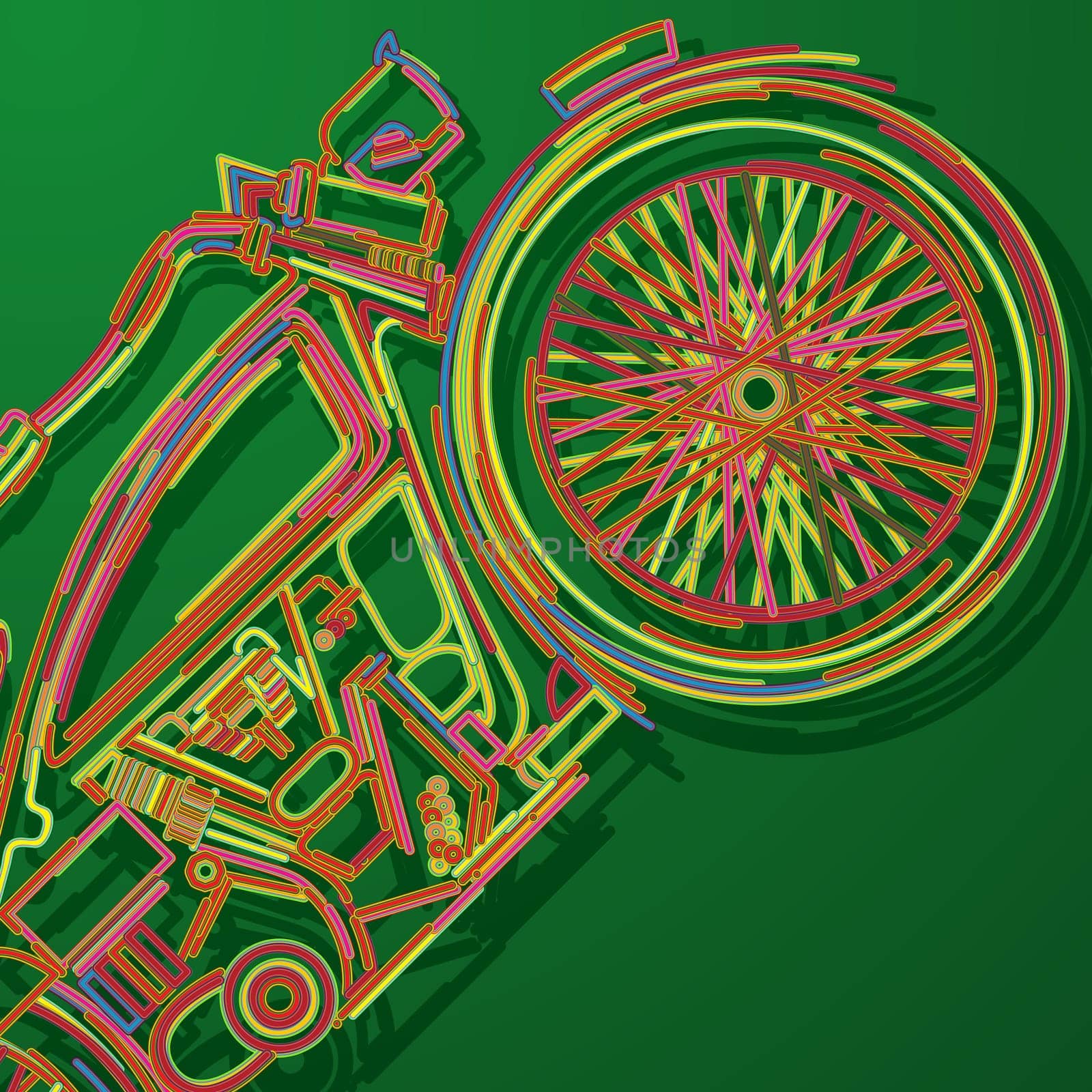 Stylized motorcycle card, abstract art