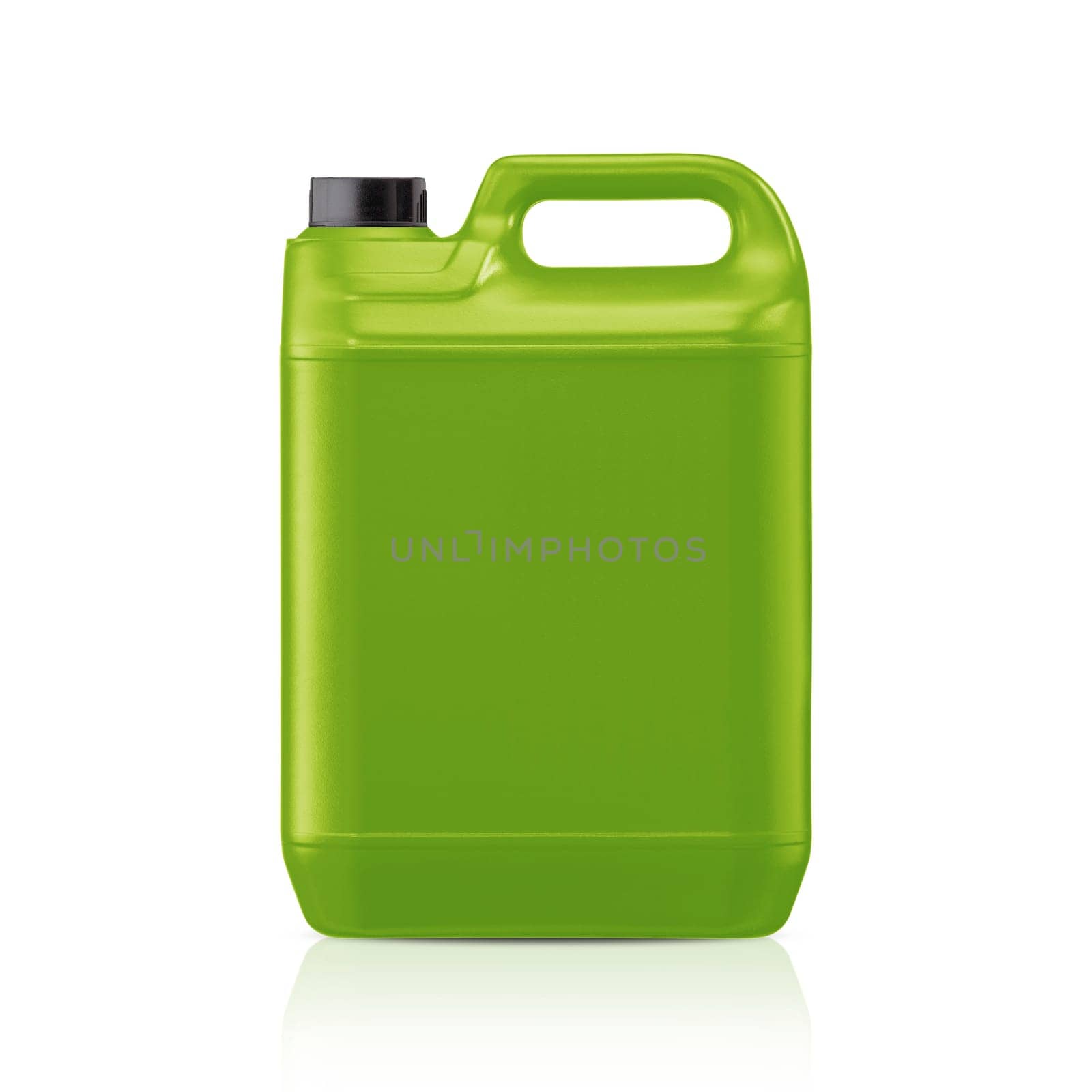 Green plastic gallon, jerry can  isolated on a white background.  (with clipping work path)