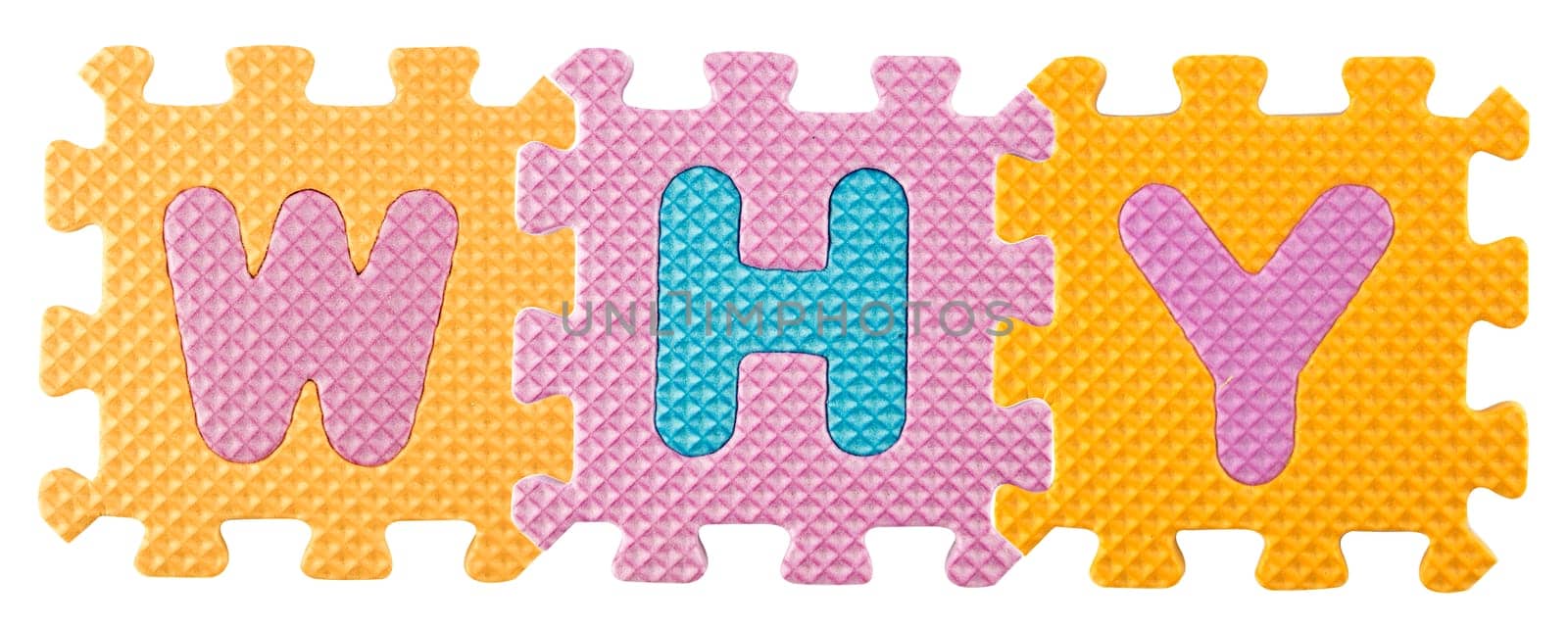 why word created from Alphabet puzzle isloated on white background , with clipping path.