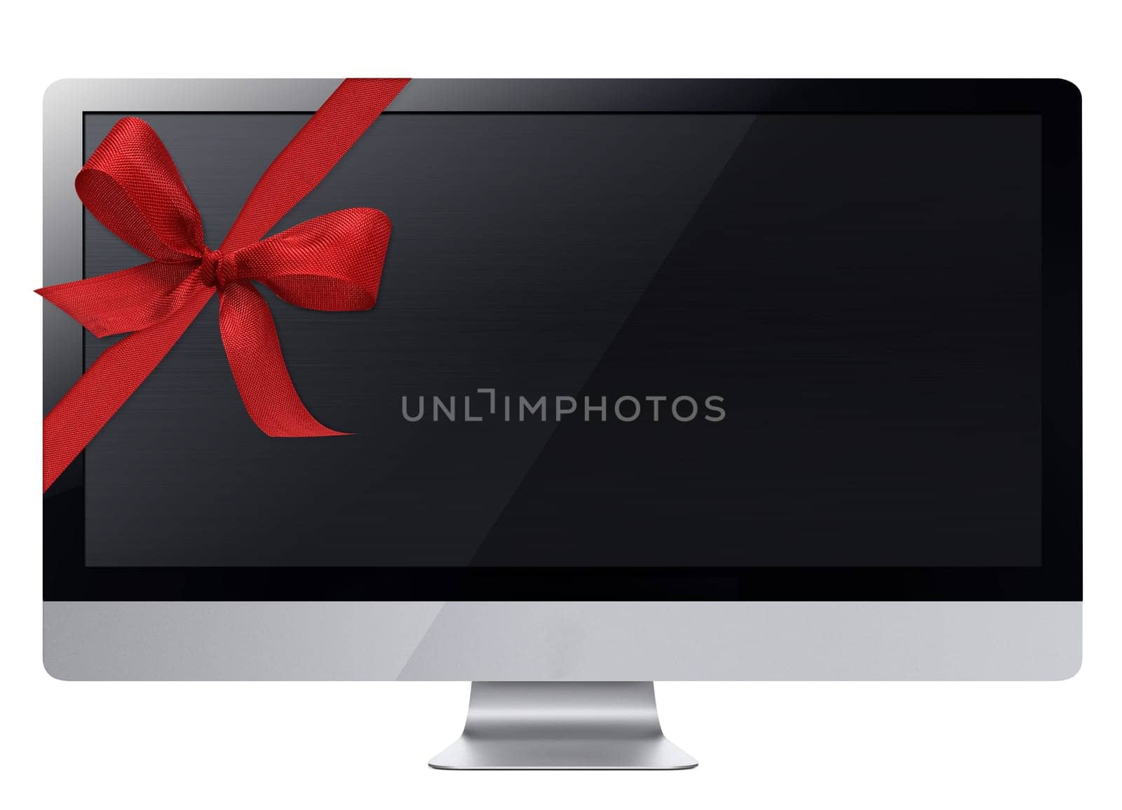 Black LCD tv screen hanging on a wall .  (with clipping work path)
