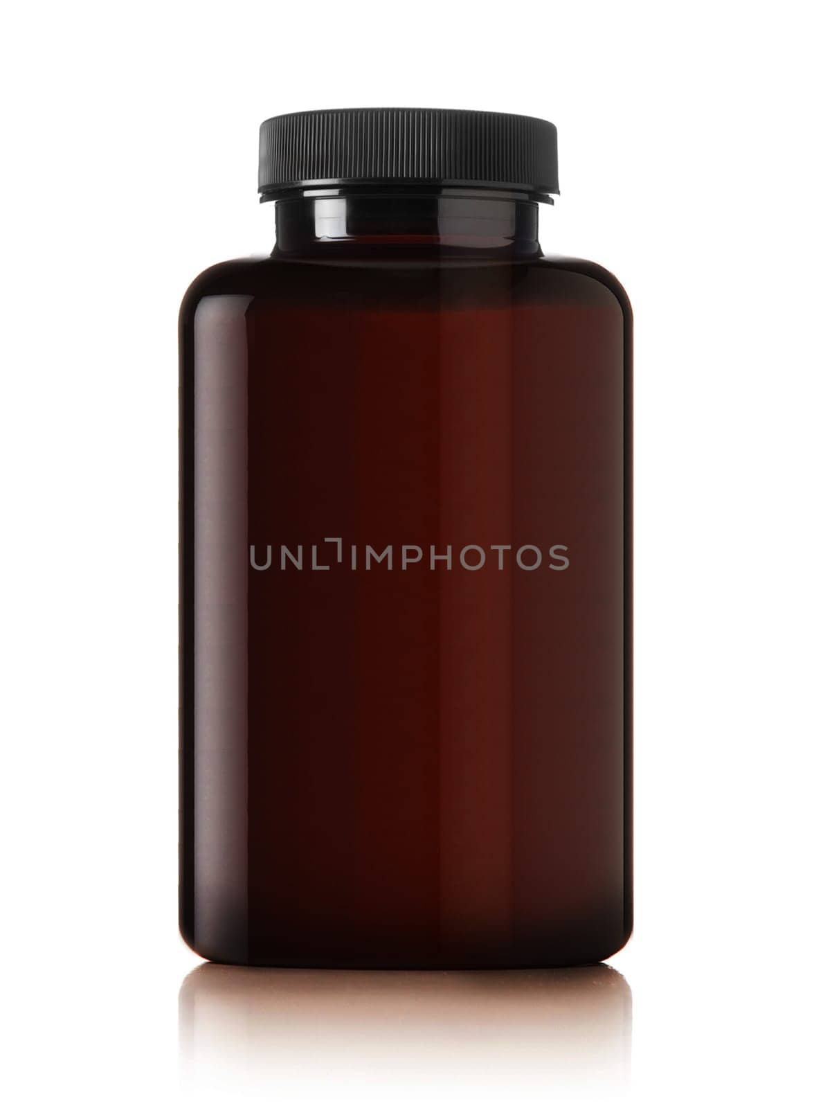 Medicine bottle of brown glass or Plastic isolated on white background, (clipping work path included).