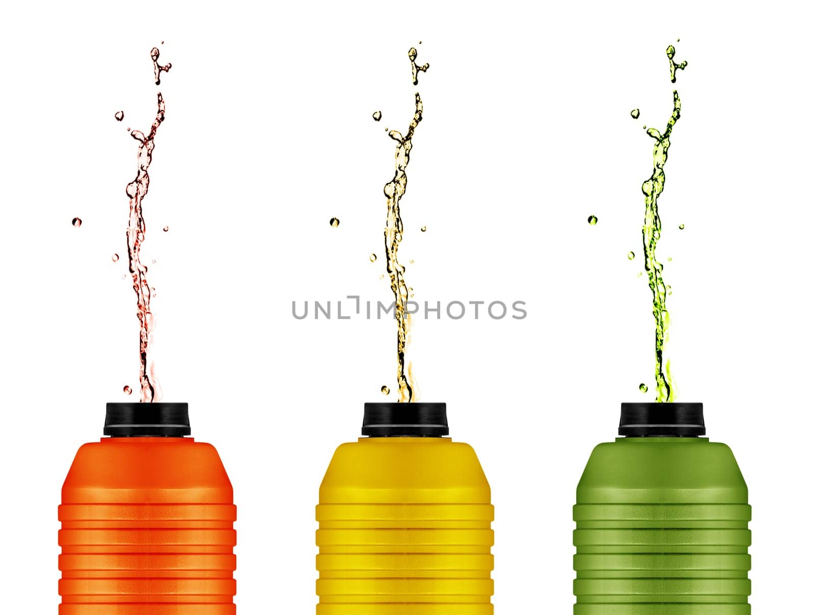 energy drinks cans,  reusable water and energy bottle on white . (with clipping work path)