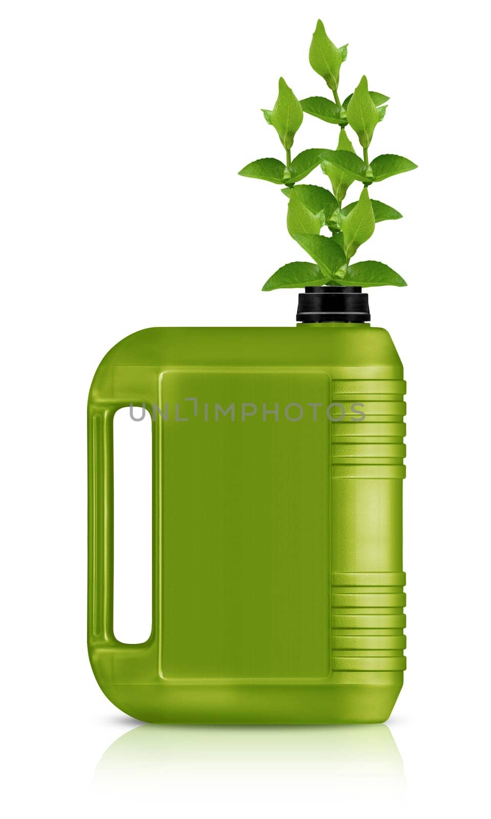 Green Gallon of bio fuel, environment conceptual design.  (with clipping work path)
