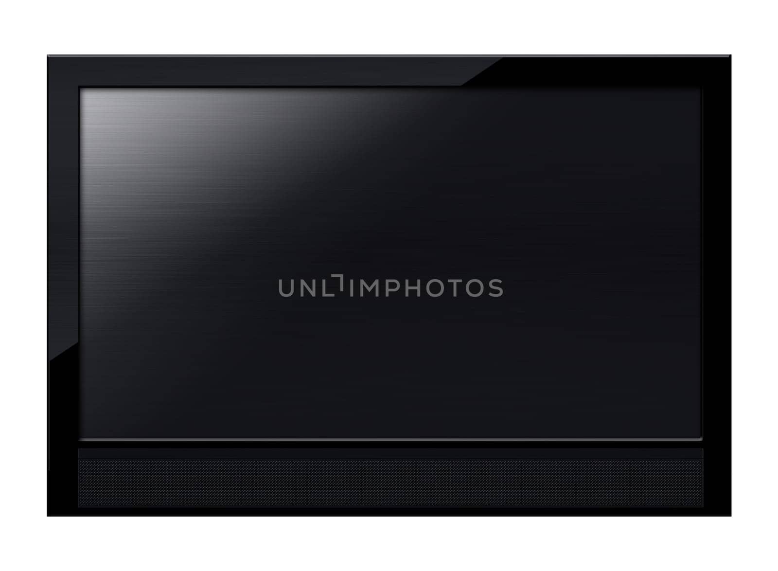 Black LCD tv screen hanging on a wall .  (with clipping work path)