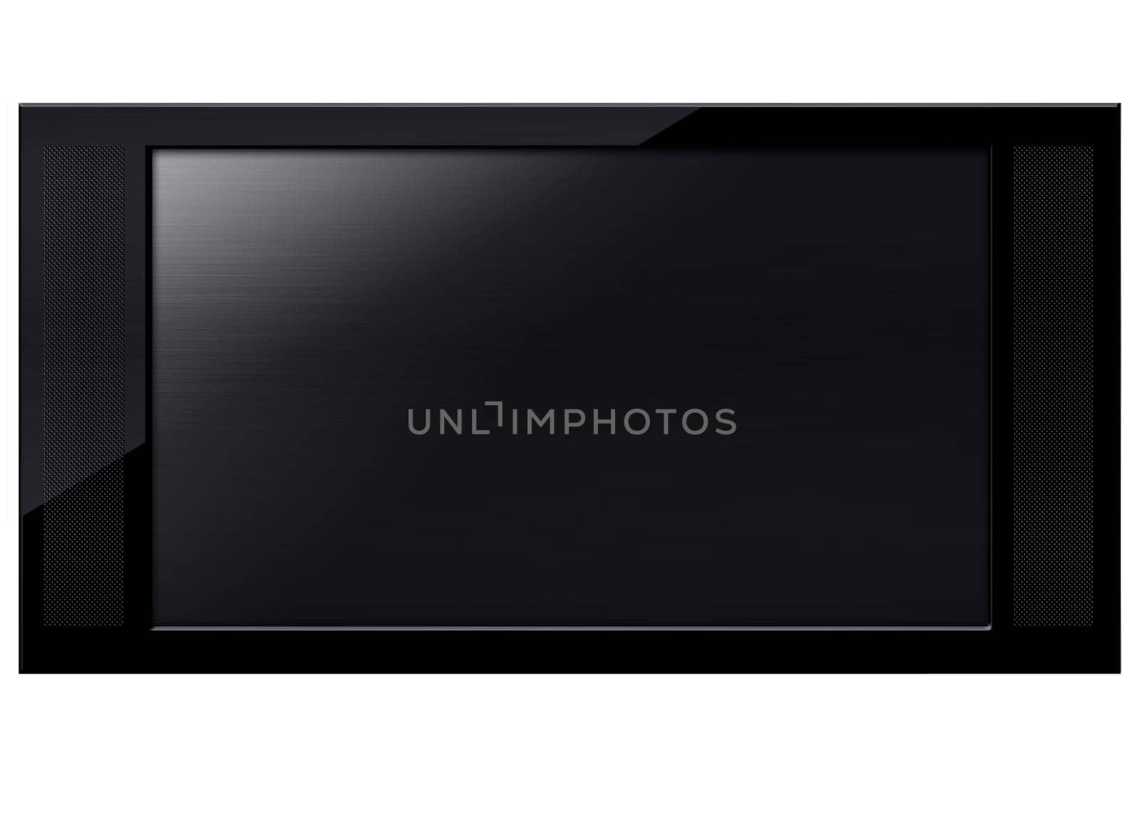 Black LCD tv screen hanging on a wall .  (with clipping work path)
