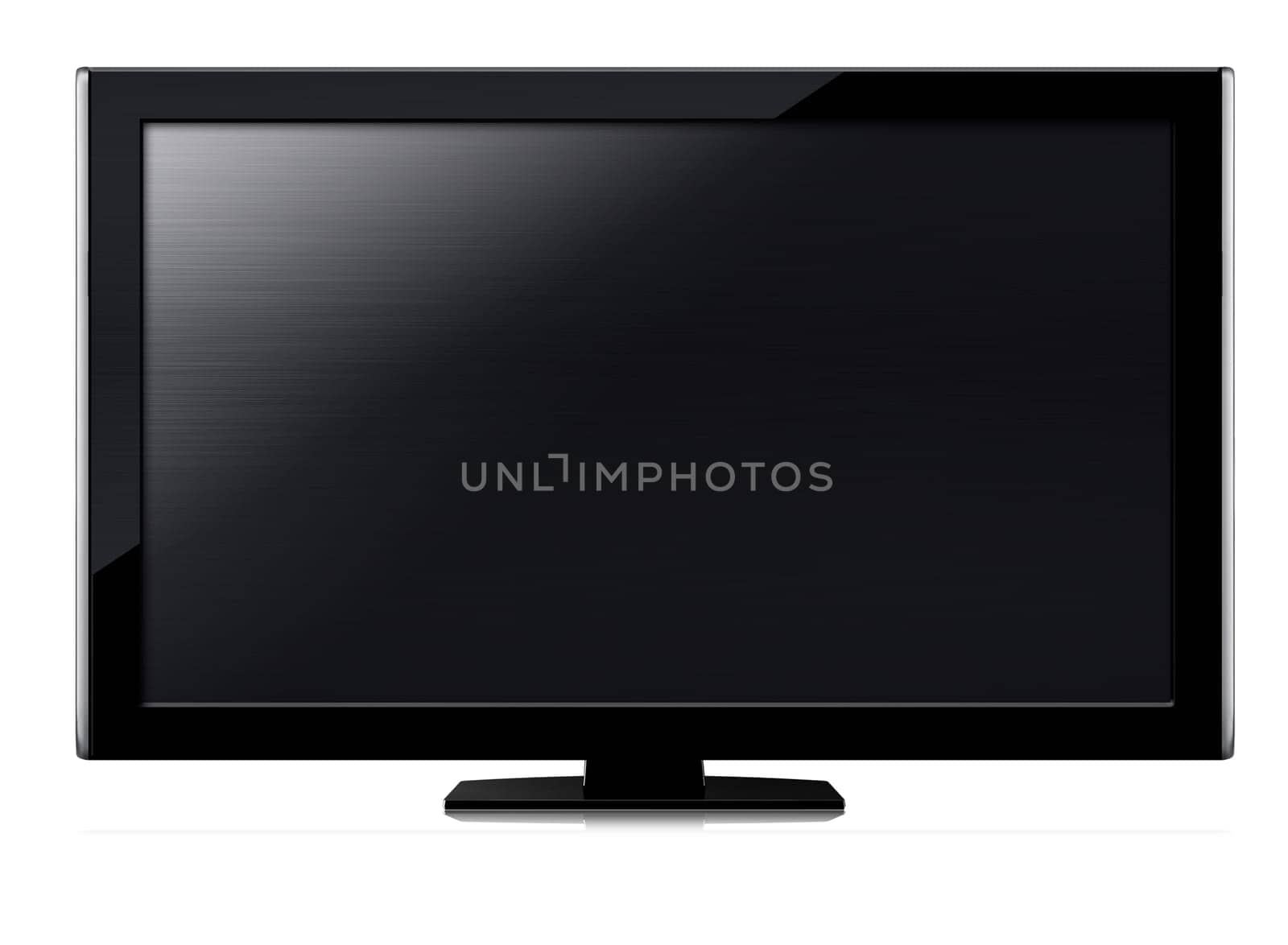 Black LCD tv screen hanging on a wall .  (with clipping work path)