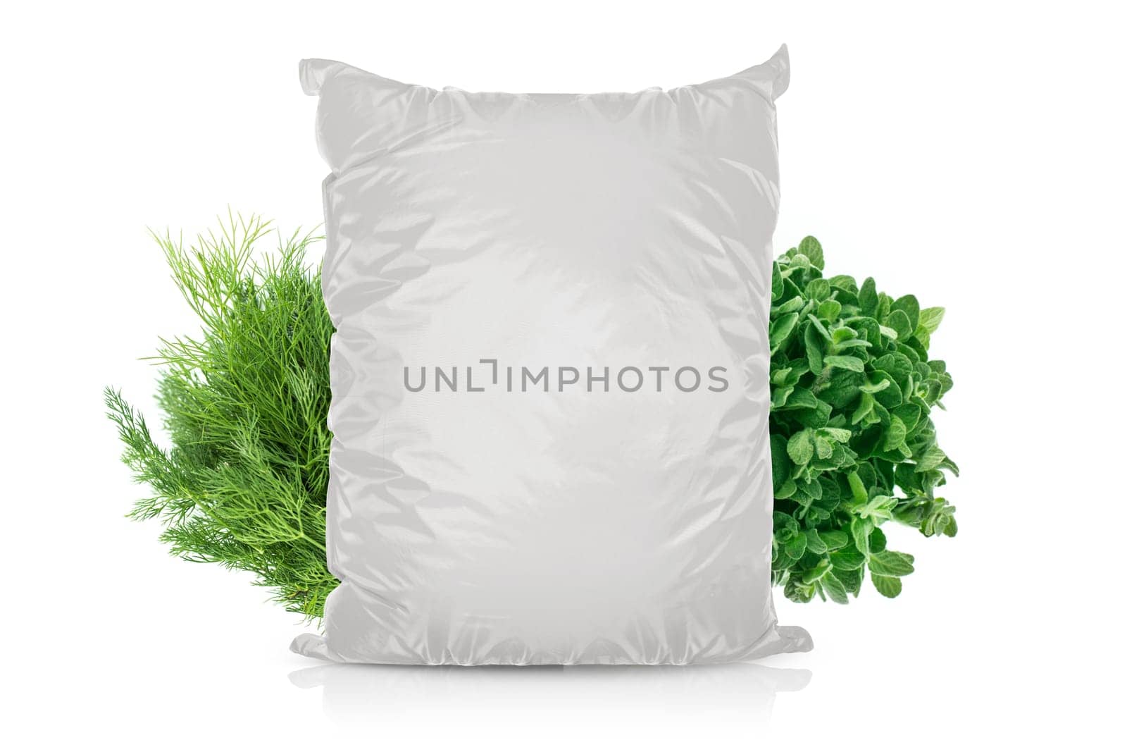 White Blank Foil Food Bag Packaging For Pepper, Spices, Sachet, Chips. Plastic Pack Template Ready For Your Design. (with clipping work path)
