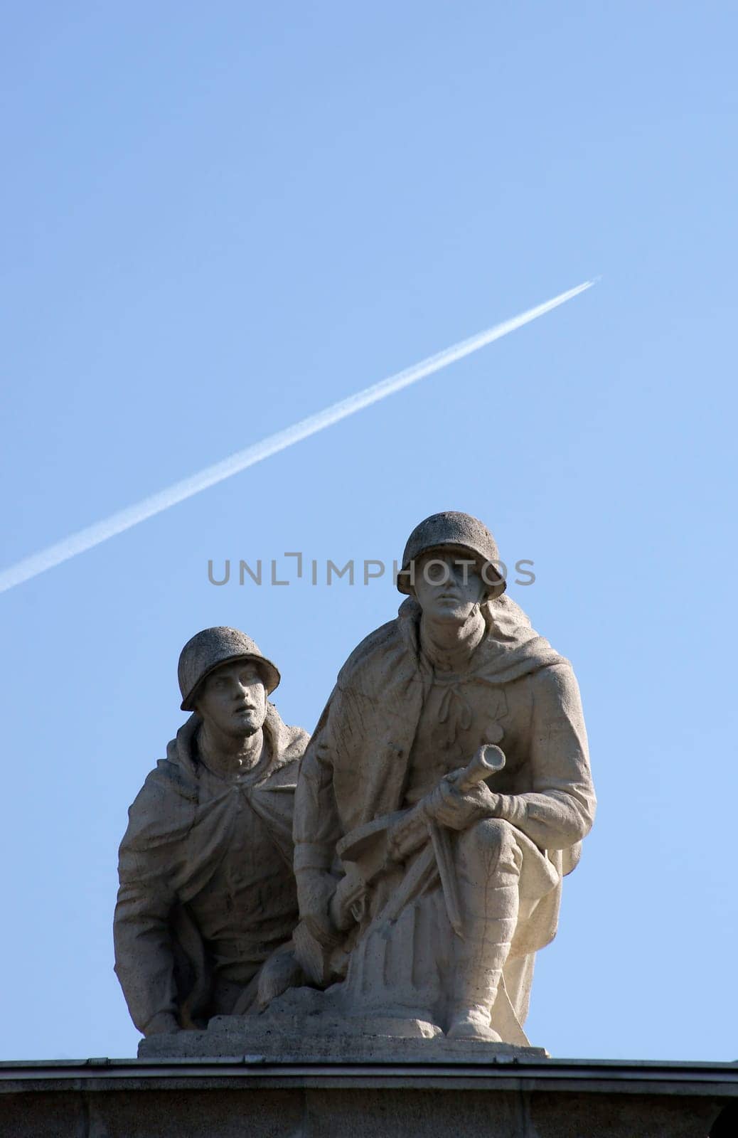 Vienna,Austria – March 30,2014: Two soldiers' sculptures of the Red Army on the Soviet Monument of Honour on March 30,2014 in Vienna.