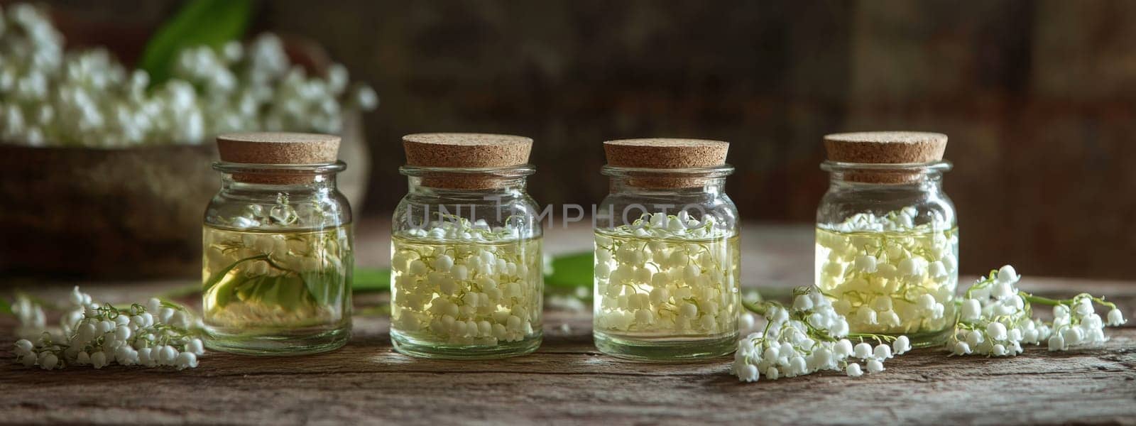 Lily of the Valley Essential Oil in a Small Bottle, Generative AI, nature