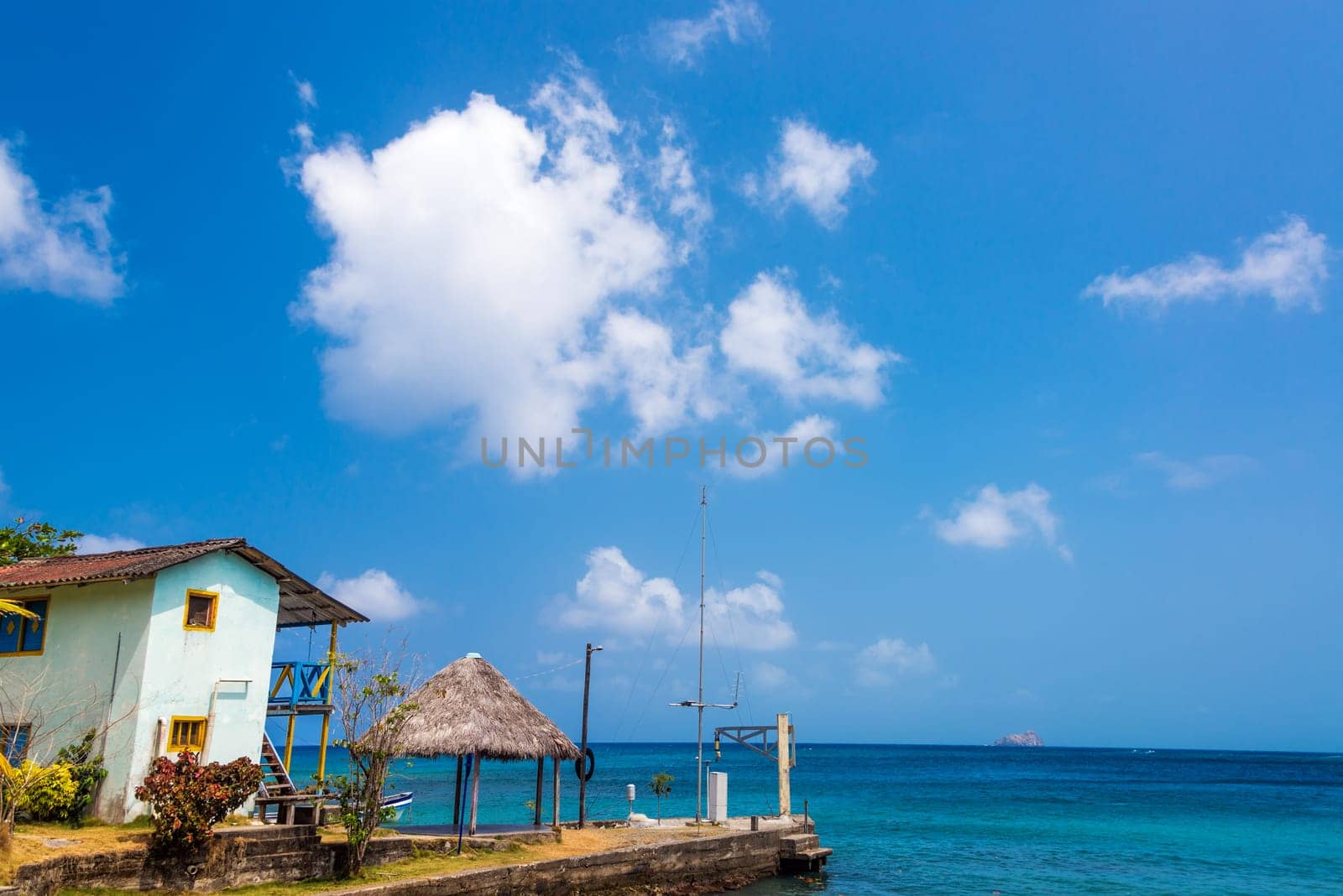 Small house in Capurgana, Colombia overlooking the Caribbean Sea