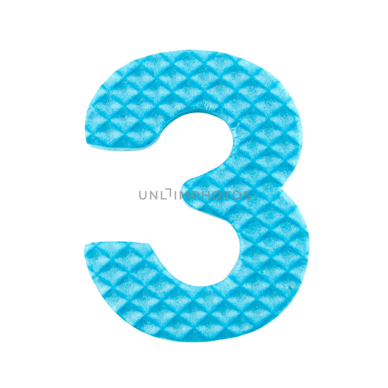 Number three, Alphabet isolated on white background , with clipping path.