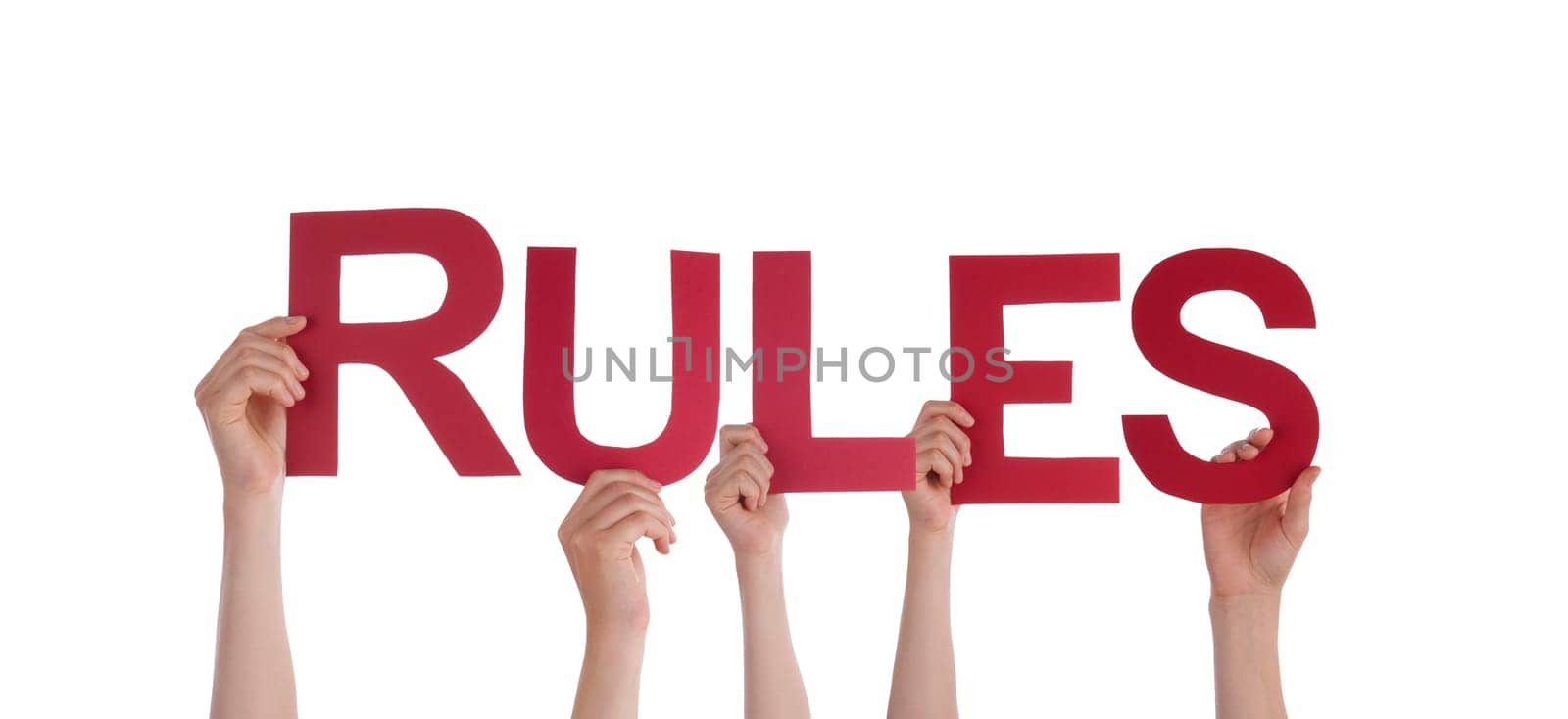 Many Hands Holding the Word Rules, Isolated