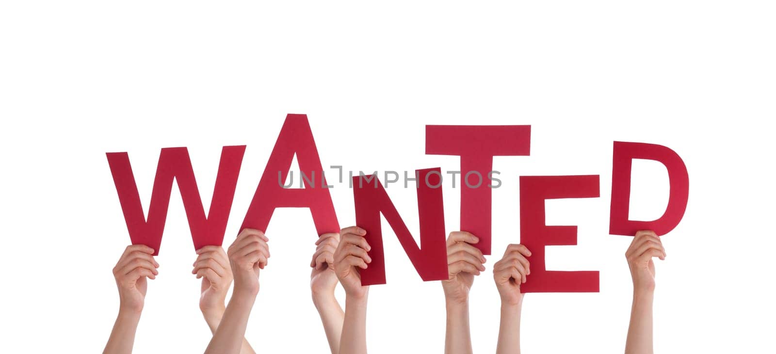 Many People Holding the Word Wanted, Isolated