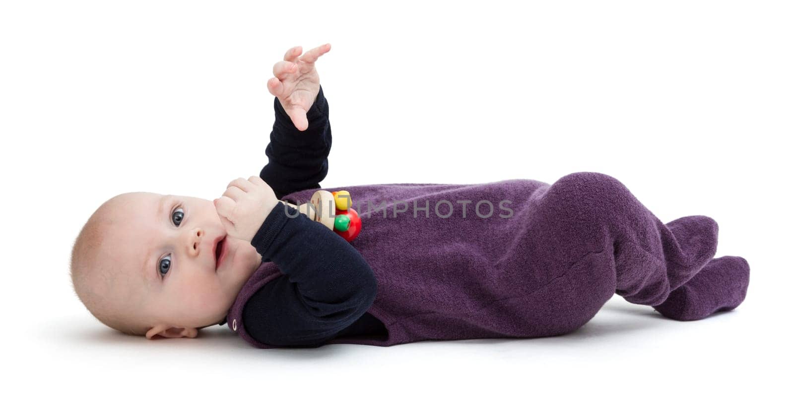 young child isolated on white background looking to camera