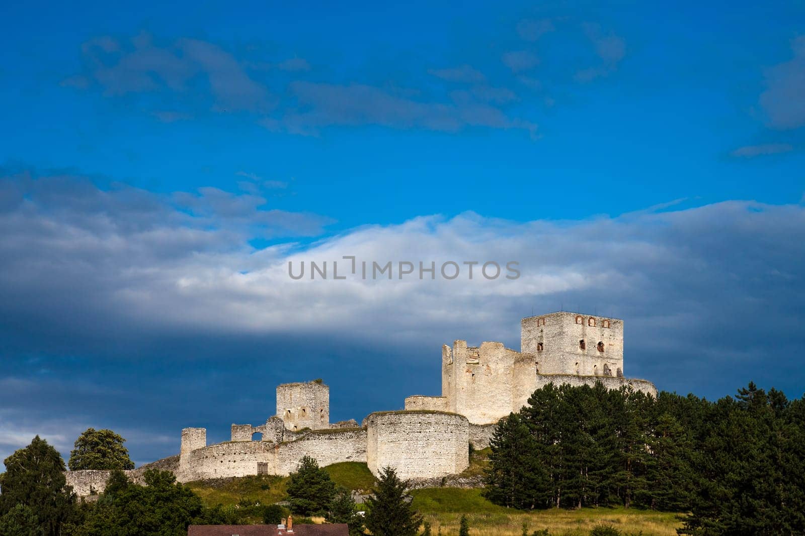 Czech Republic - Summer Landscape with Medieval Stone Castle Ruins Rabi
