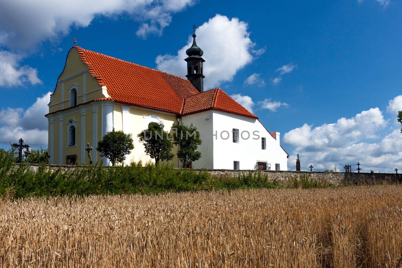 Small Church Near Cemetery and Village Rabi